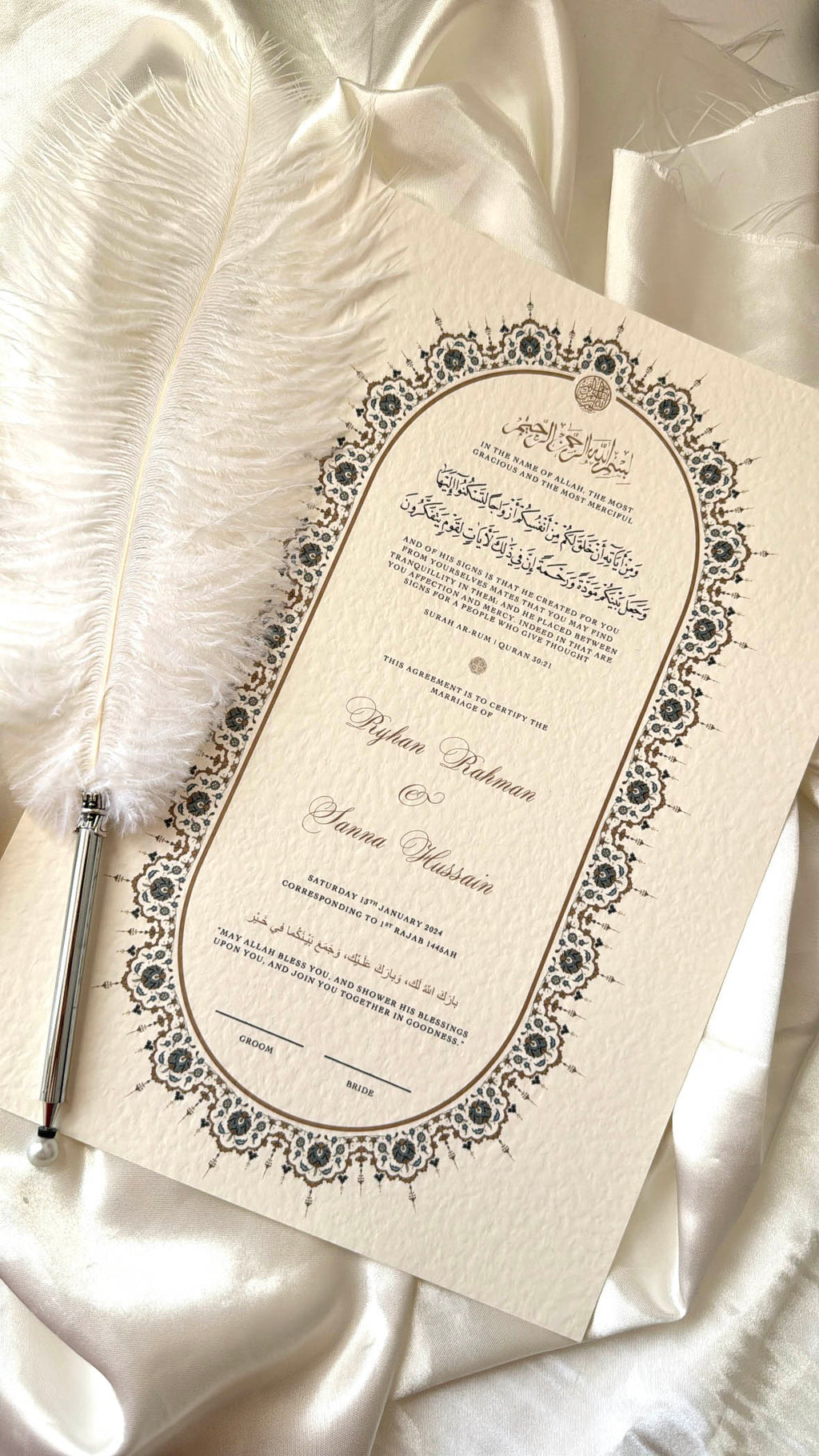 Nikah Certificate - Contract of Affection + Pen