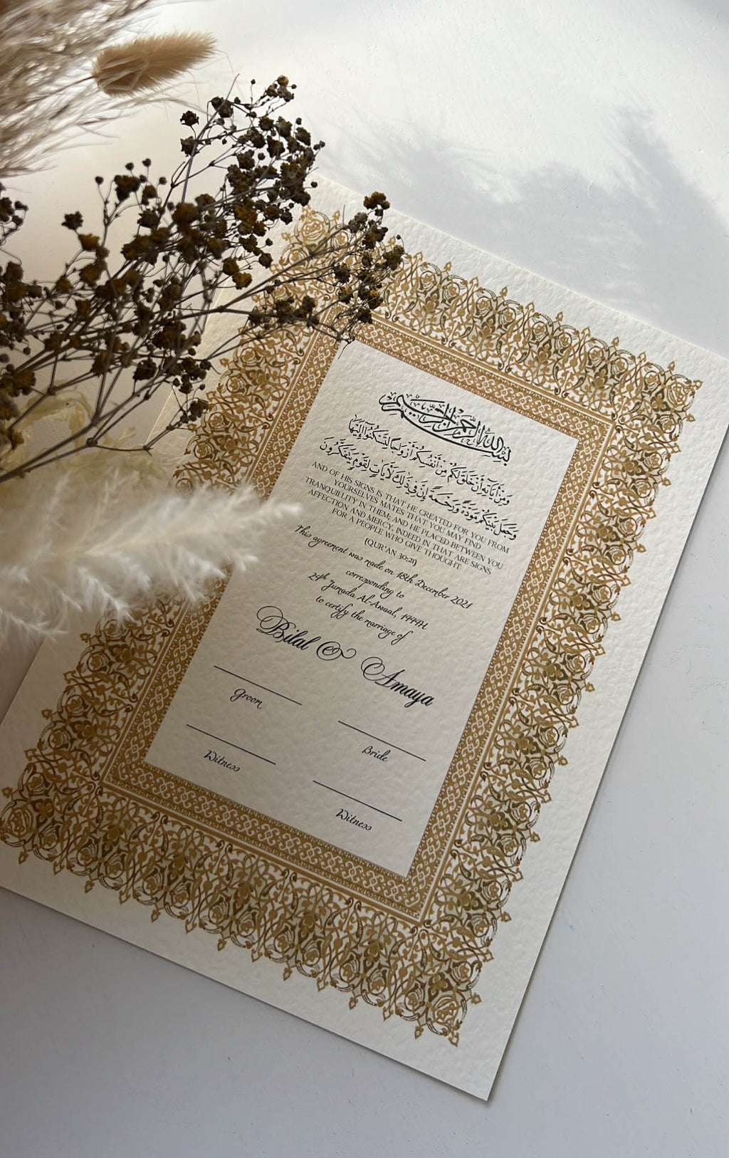 Nikah Certificate - Treasure of Gold