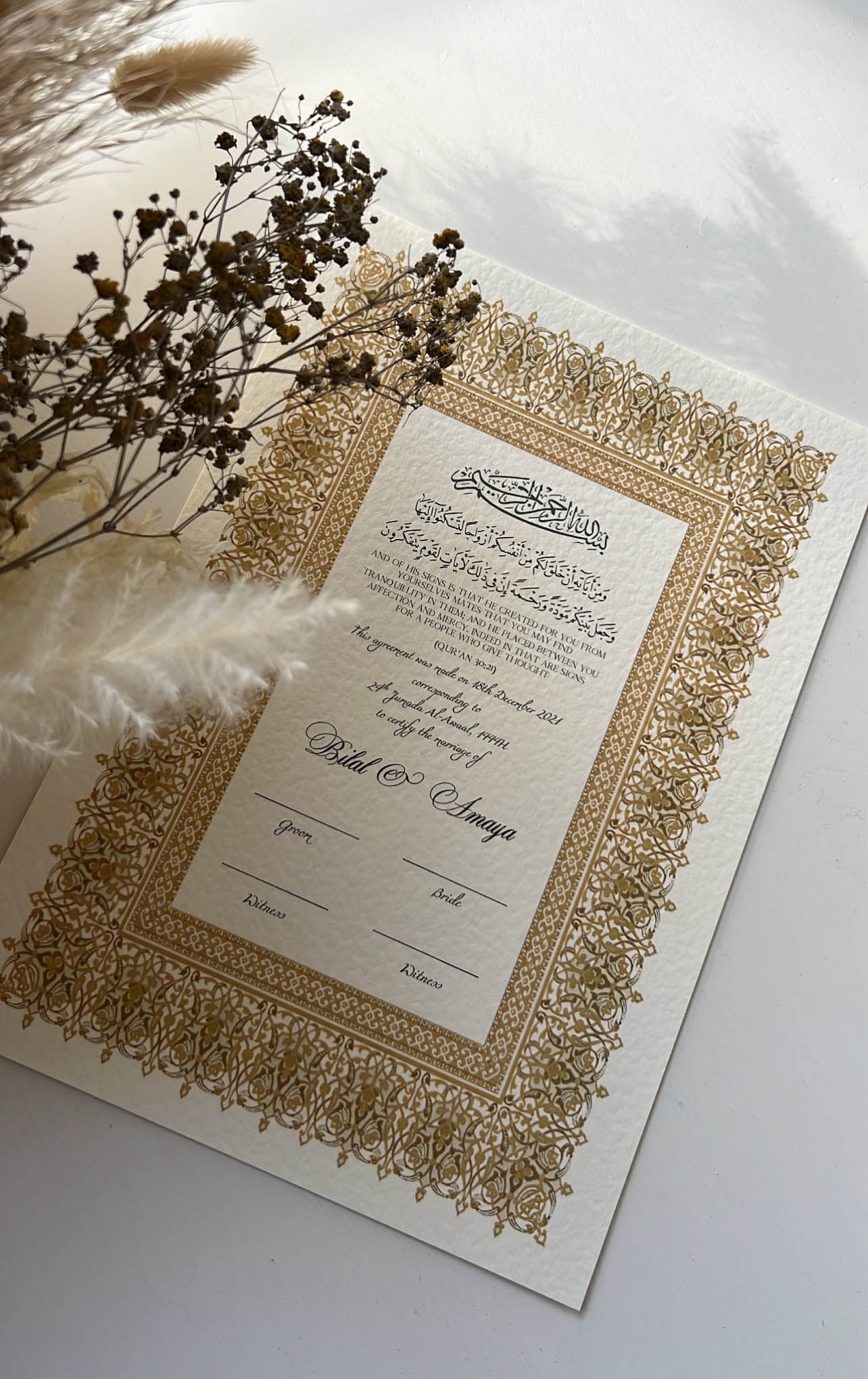 Nikah Certificate - Treasure of Gold