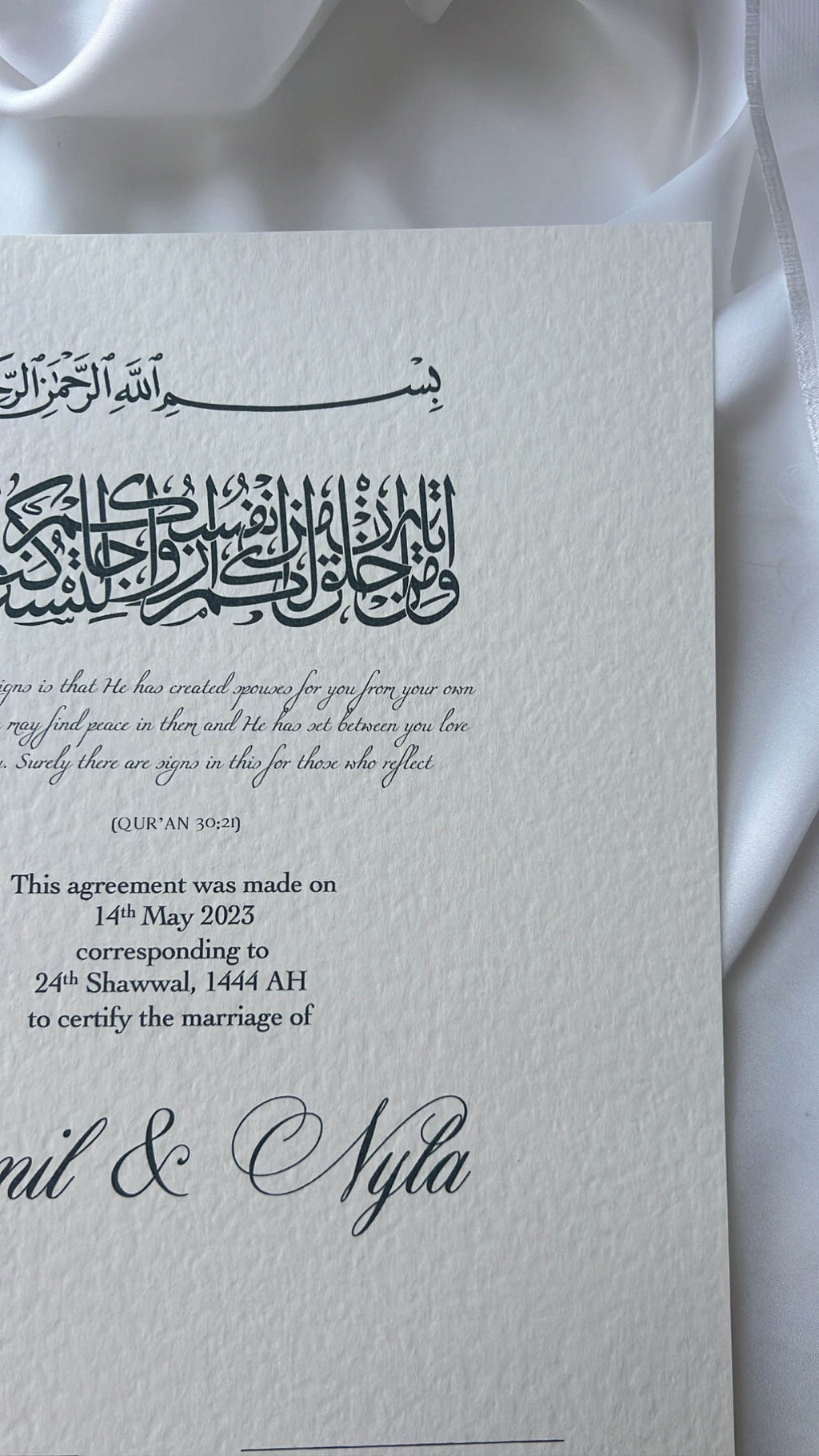 Nikah Certificate - Contract of Mercy