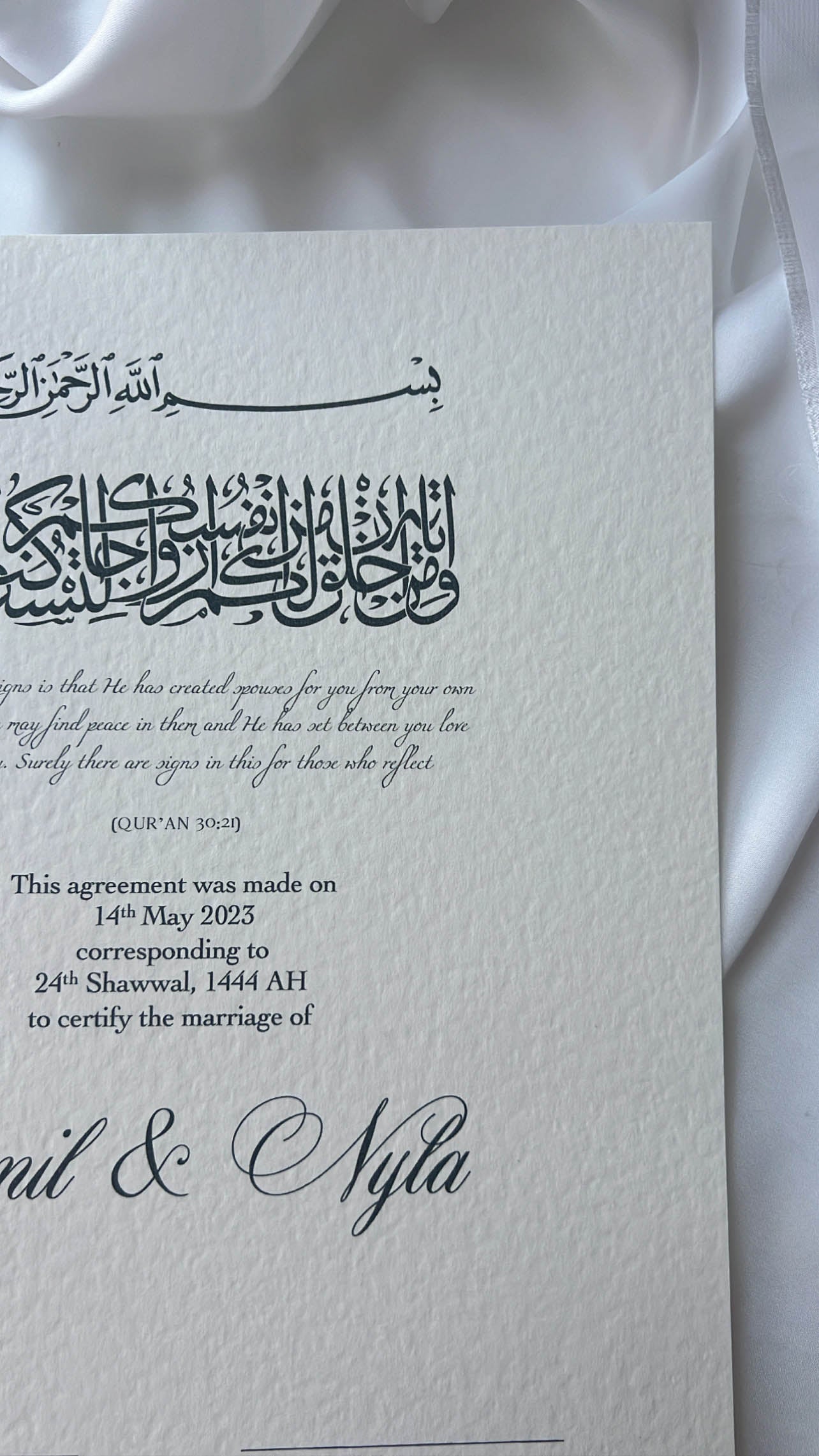 Nikah Certificate - Contract of Mercy