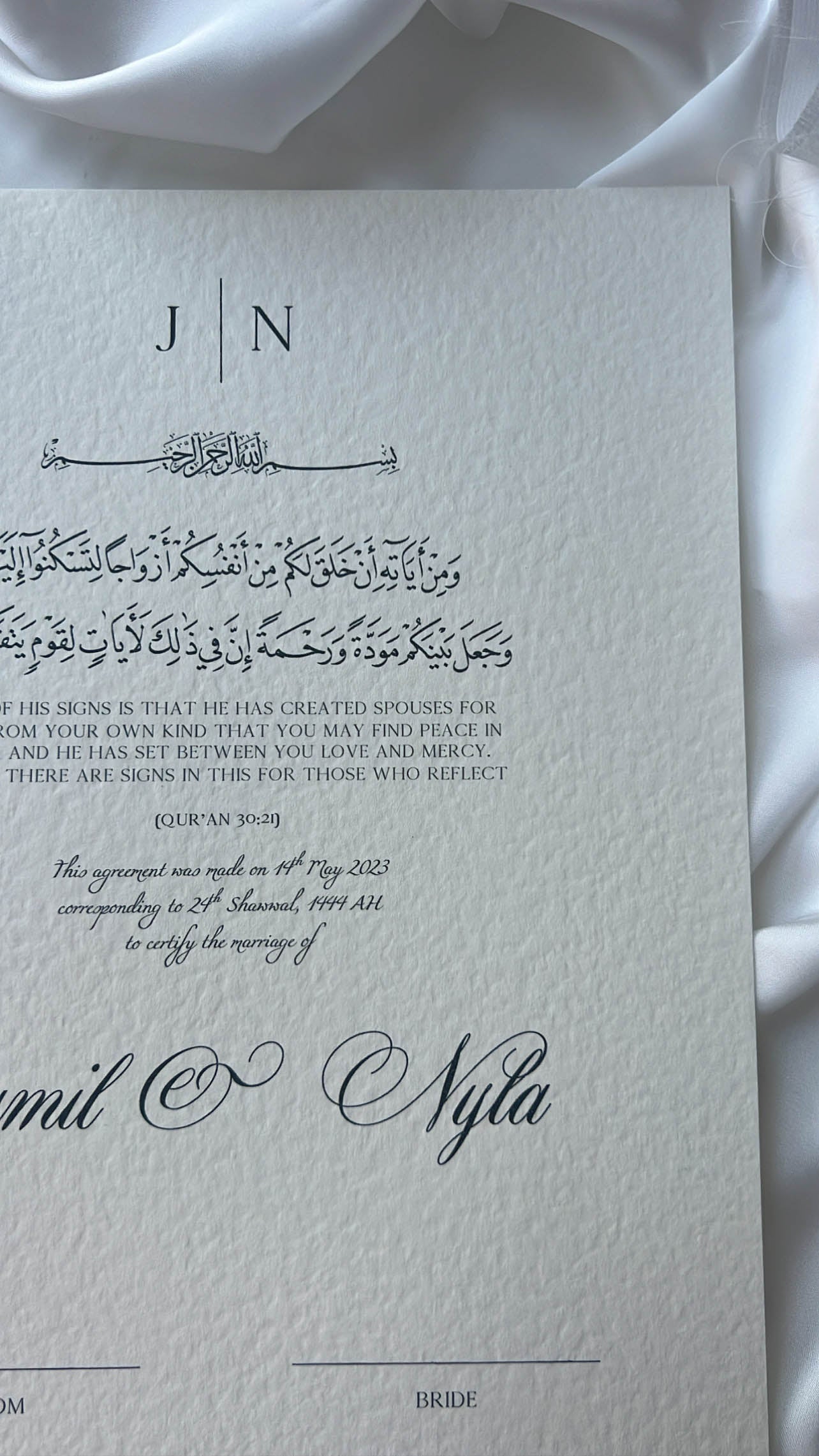 Nikah Certificate - A Promise Written + Pen