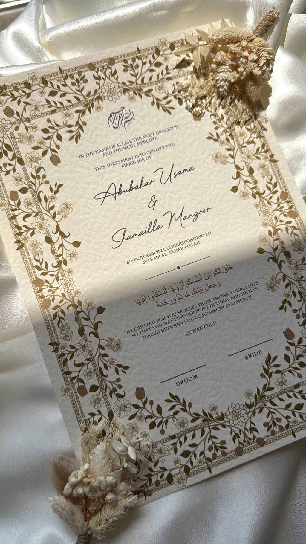 Nikah Certificate - Garden of Gold