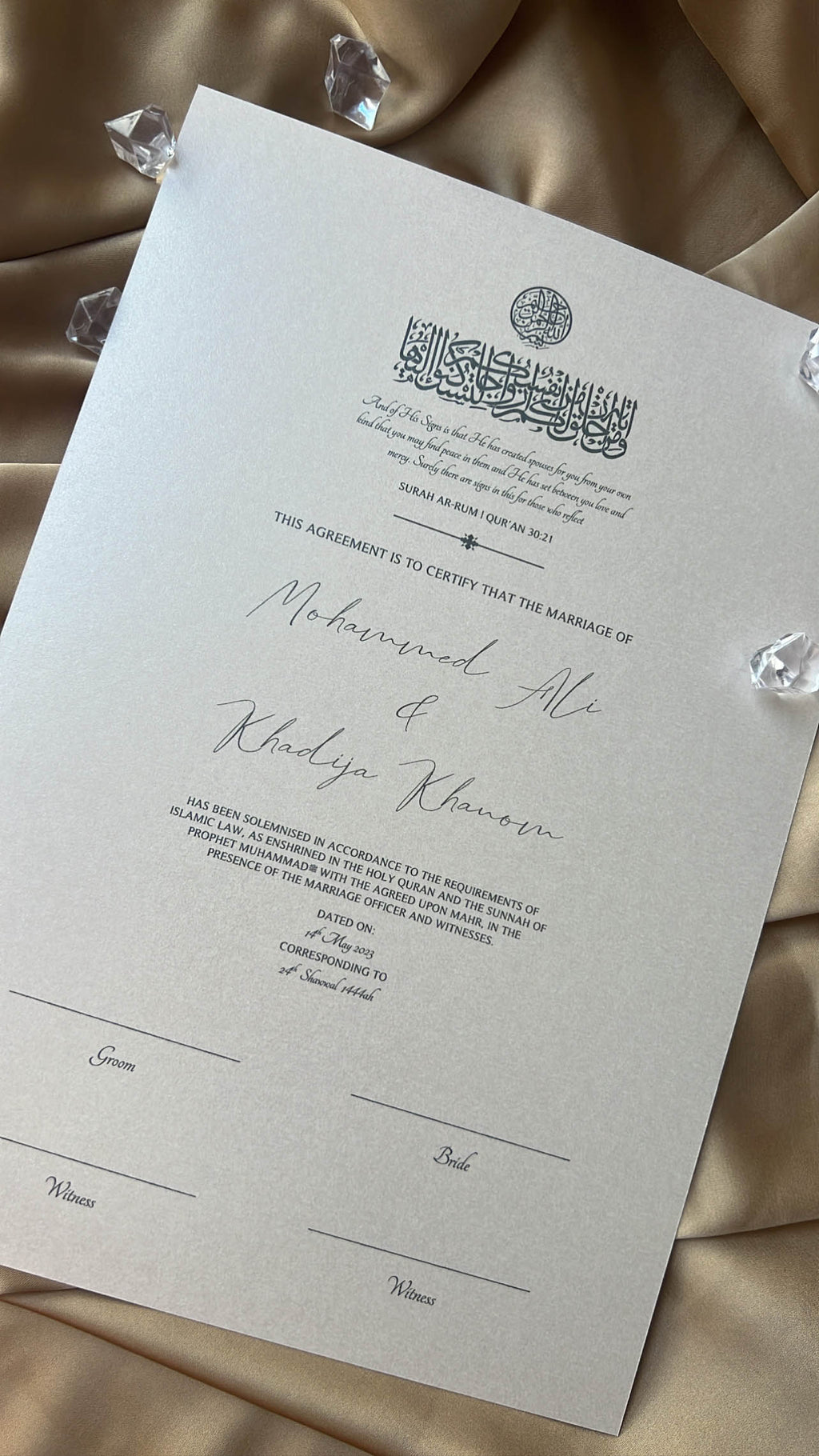 Nikah Certificate - Pledge of Hearts