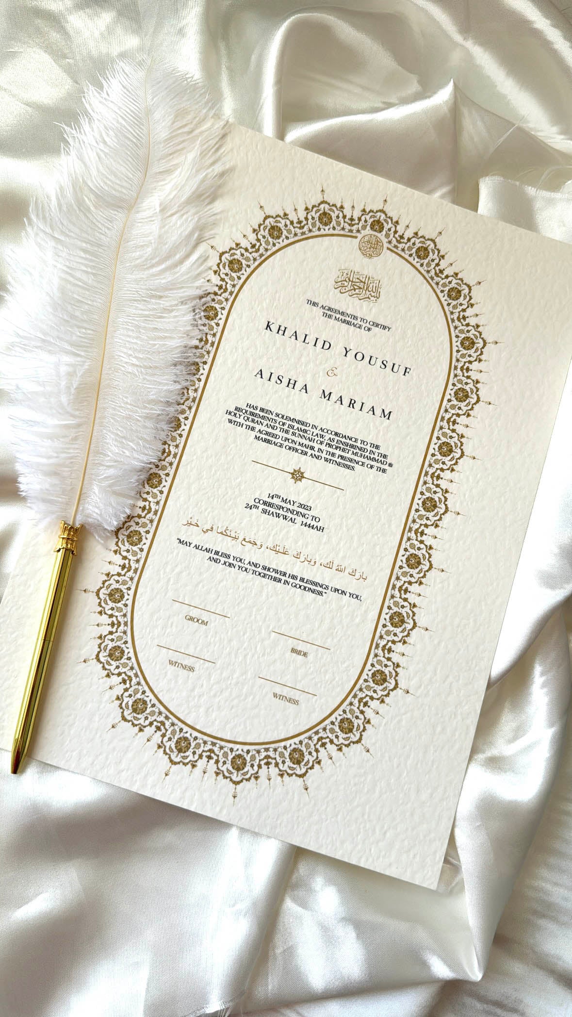 Nikah Certificate - Gold Chain + Pen