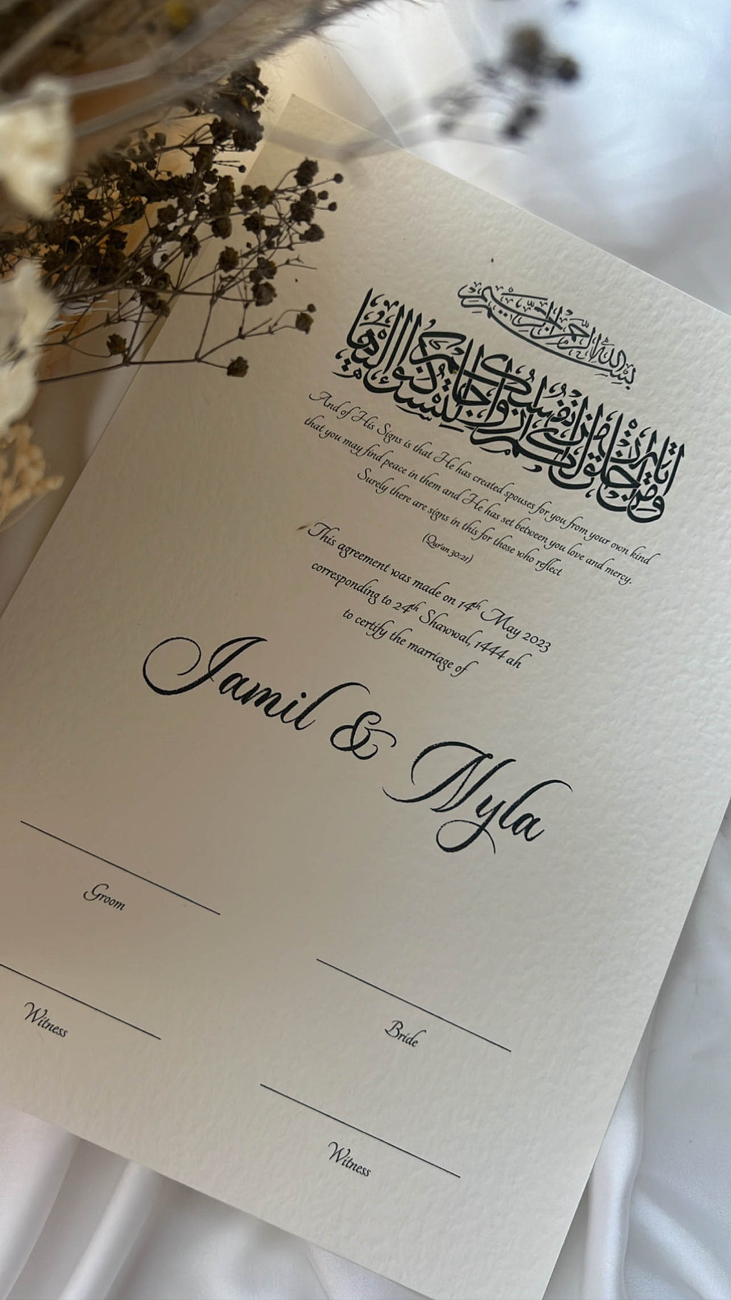 Nikah Certificate - The Blessed Pledge + Pen