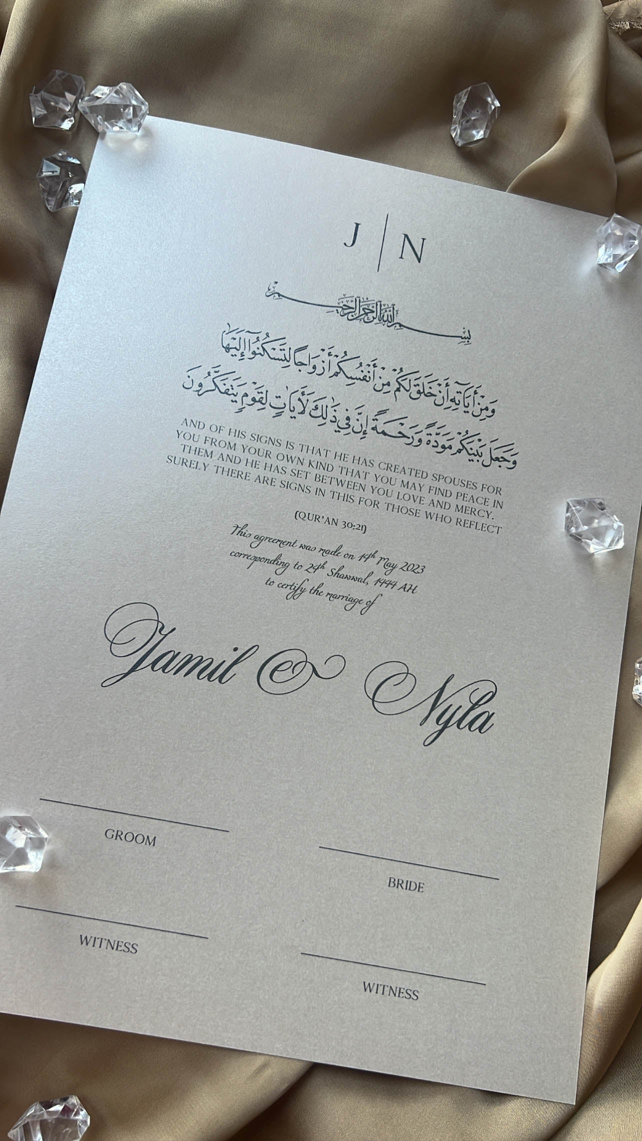 Nikah Certificate - A Promise Written + Pen