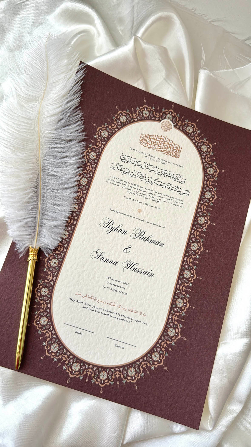 Nikah Certificate - Tale of the Heart + Pen