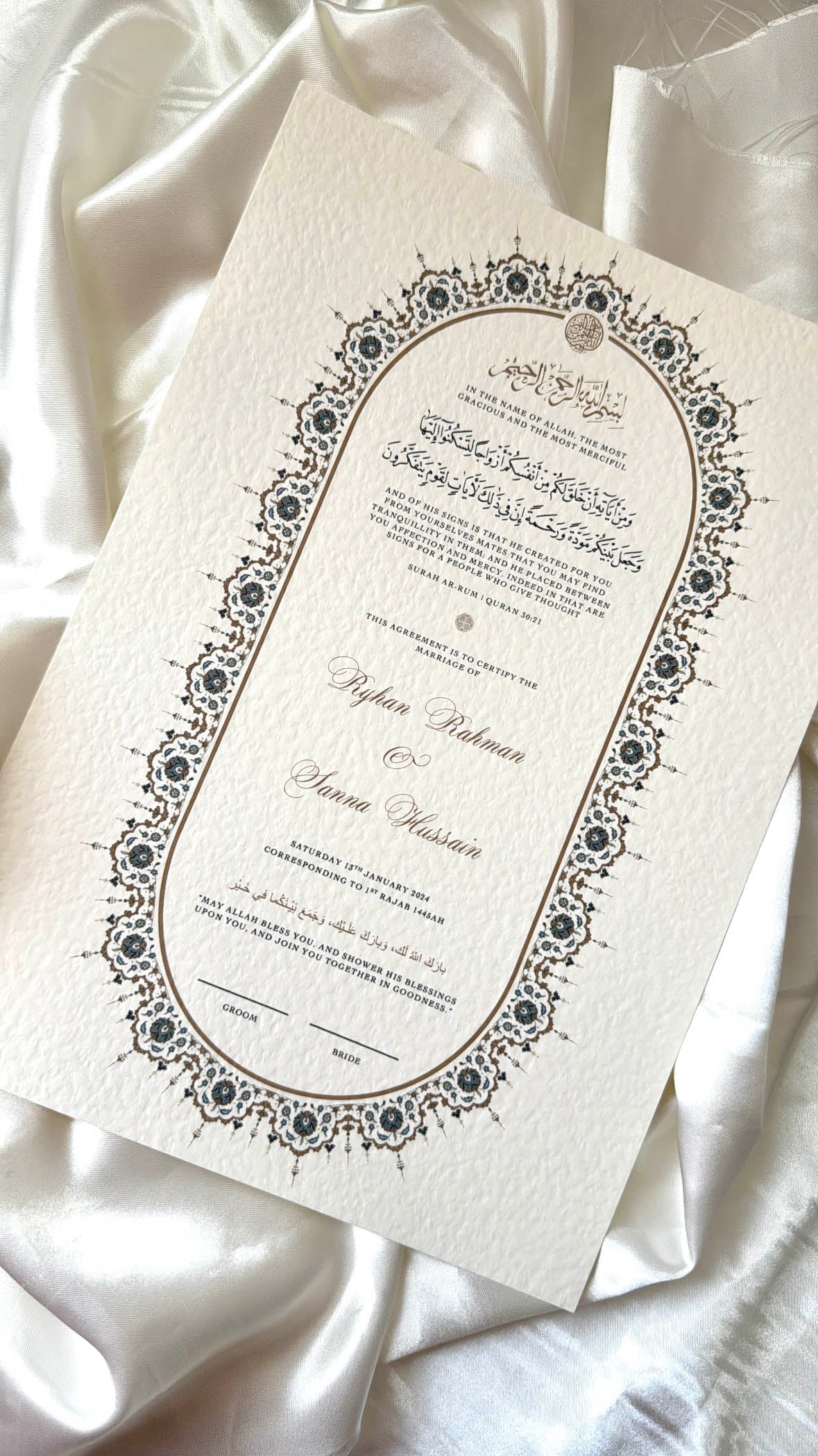 Nikah Certificate - Contract of Affection + Pen