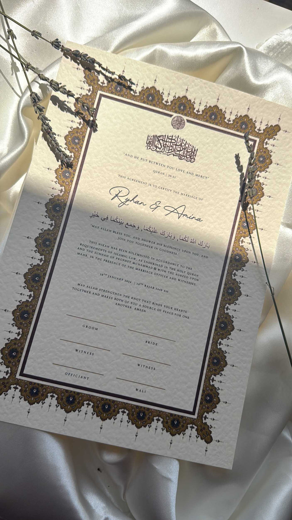 Nikah Certificate - A Heart of Gold