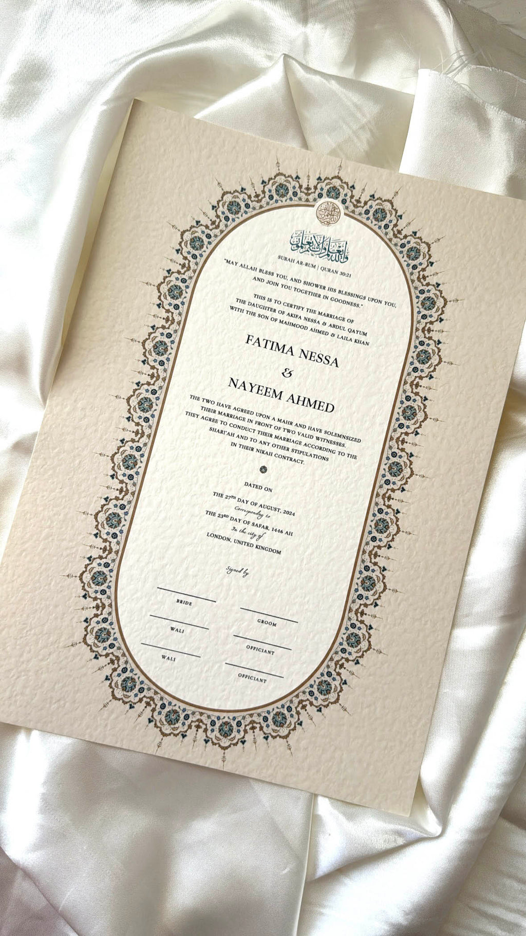 Nikah Certificate - Promise of Love + Pen