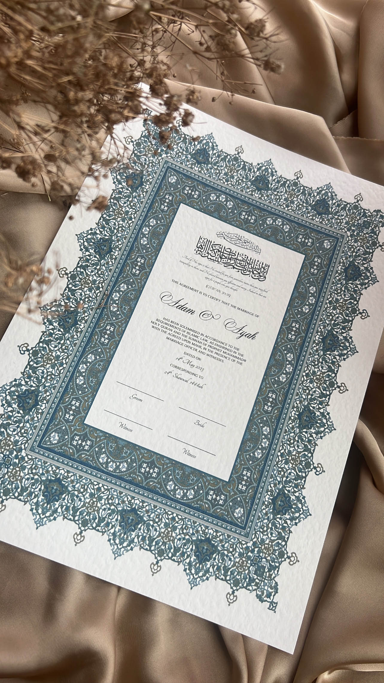 Nikah Certificate - Heart of the Sky