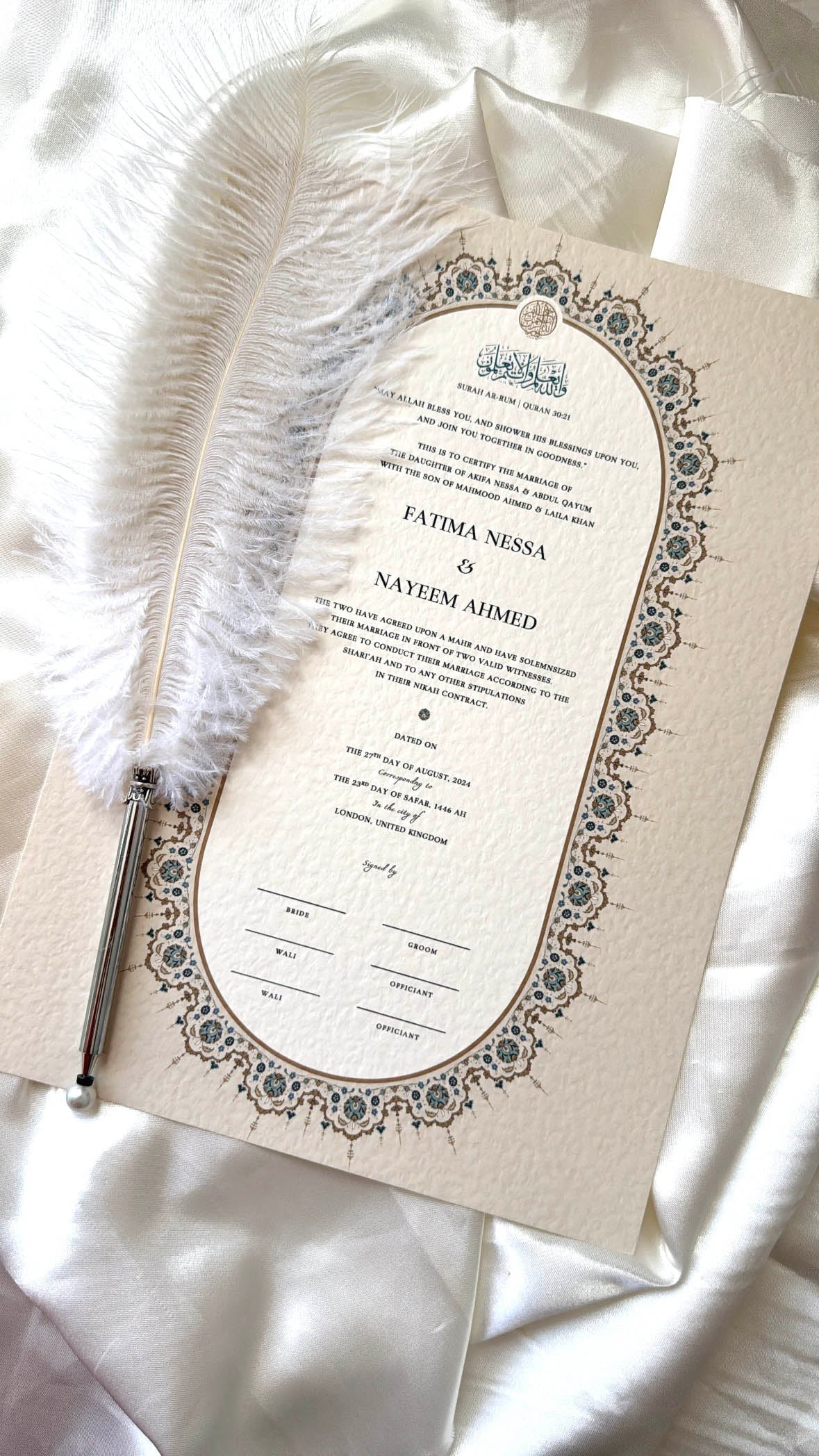 Nikah Certificate - Promise of Love + Pen
