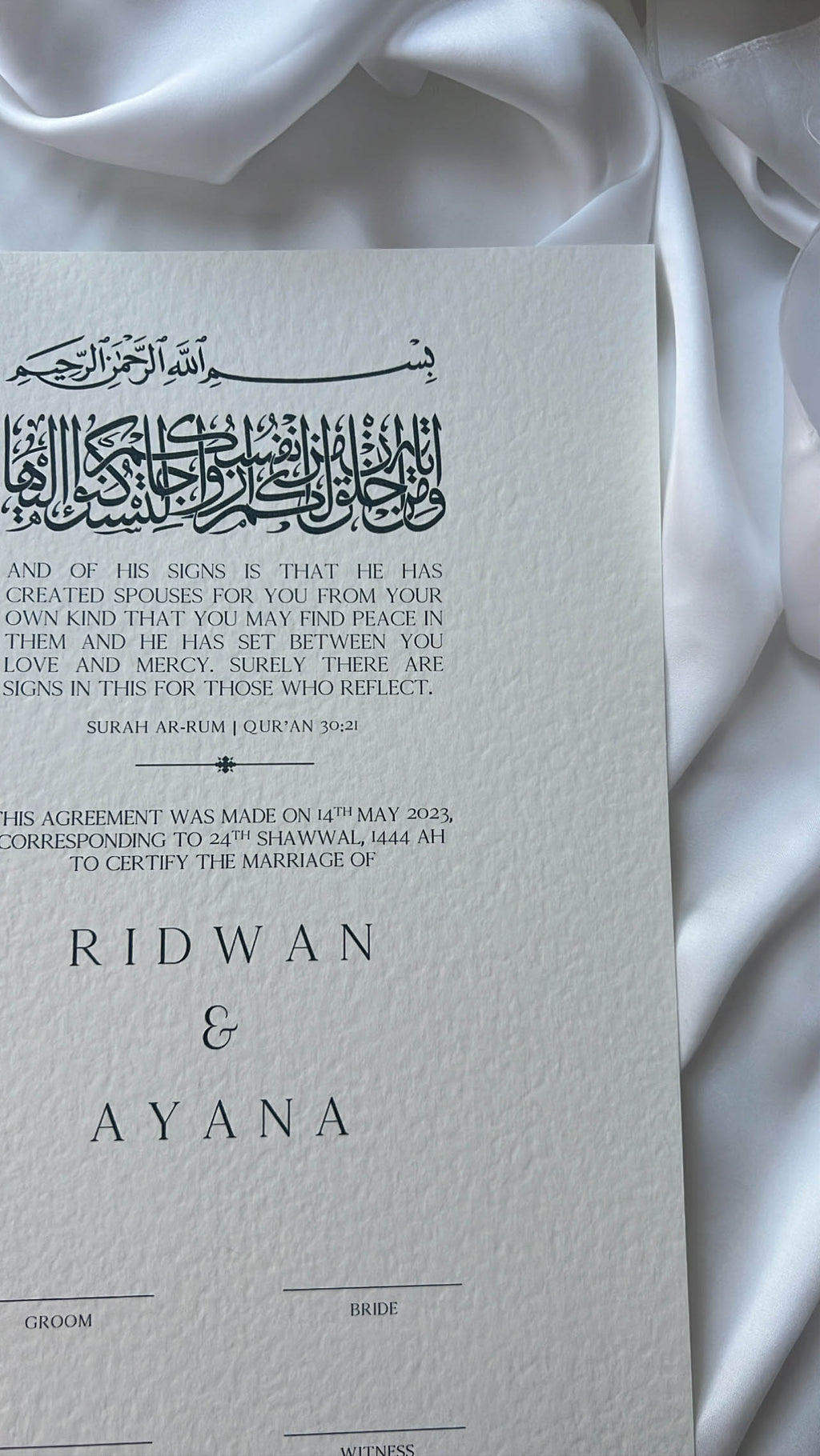 Nikah Certificate - Bound in Faith