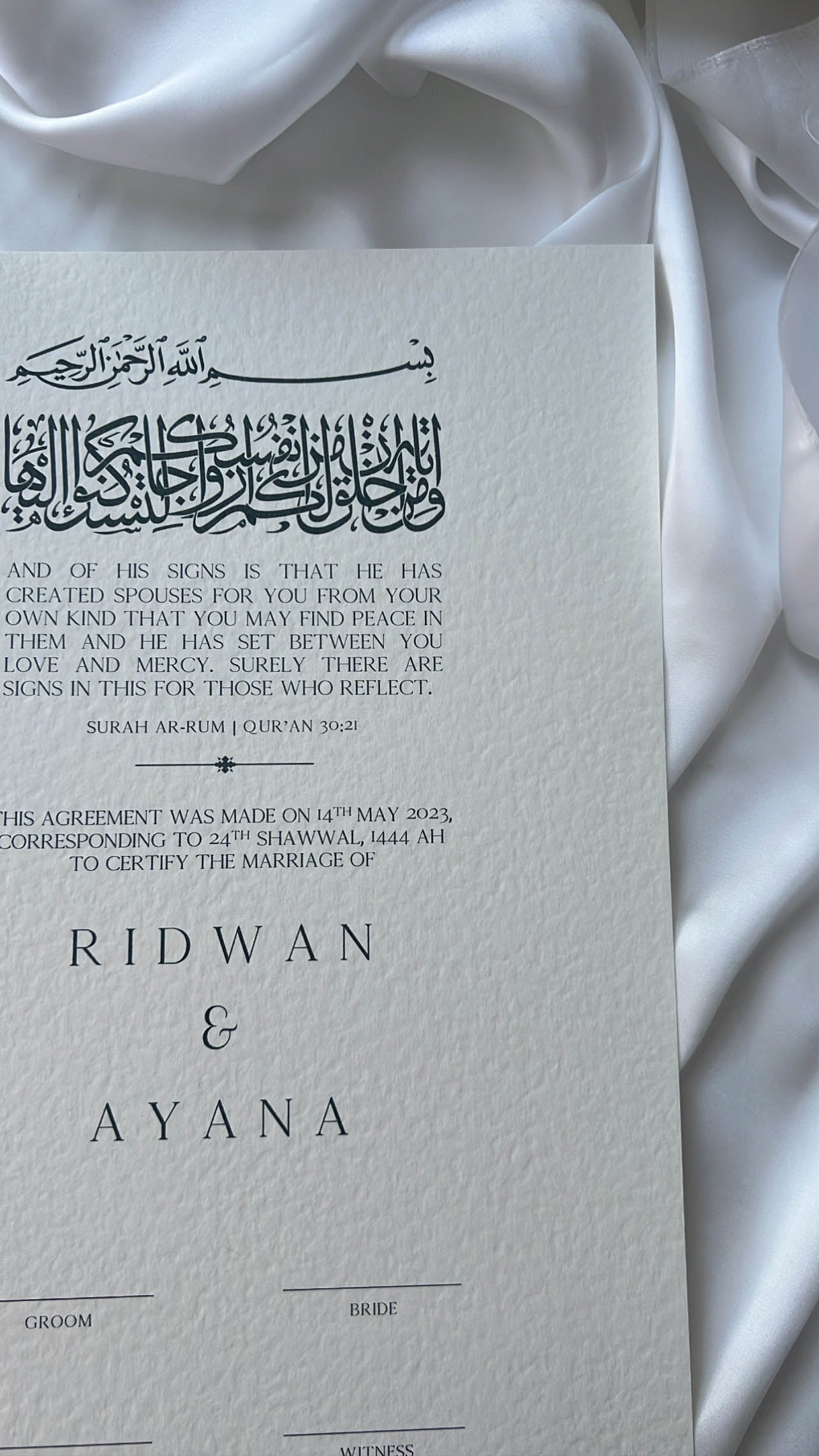 Nikah Certificate - Bound in Faith