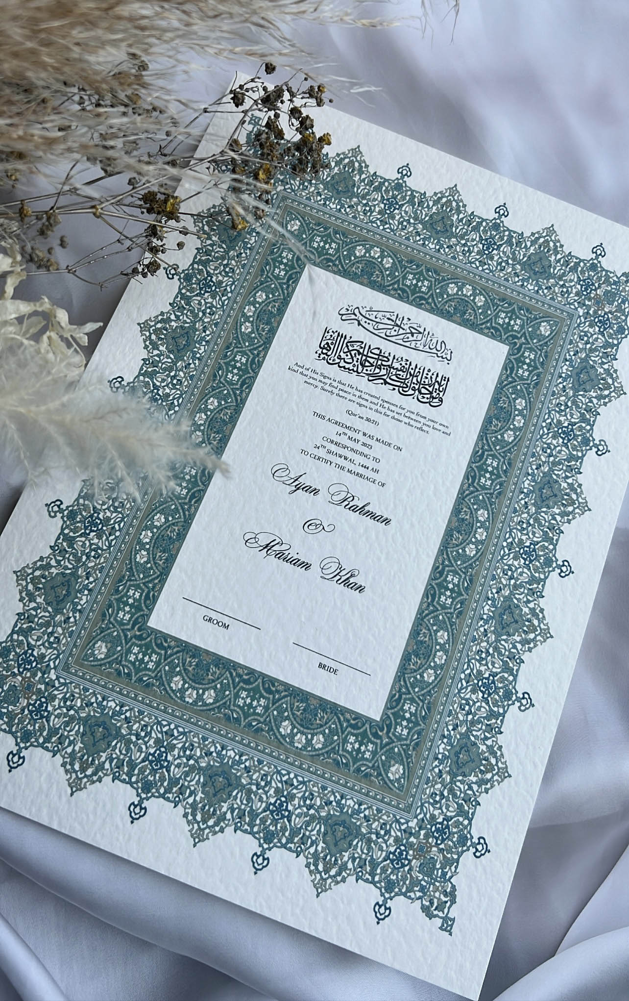 Nikah Certificate - Contract of Serentiy