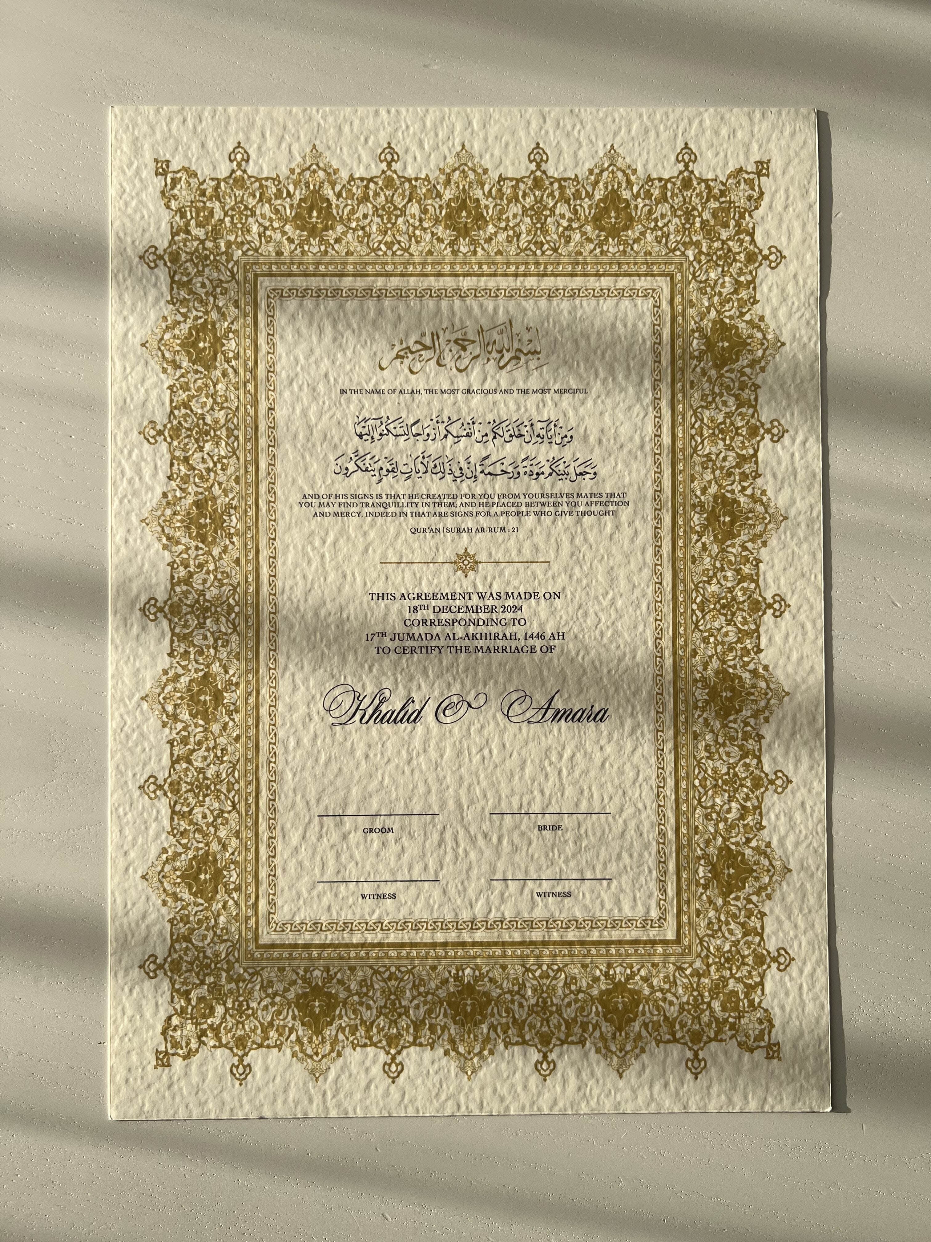 Nikah Certificate - Treasure of Shine + Pen