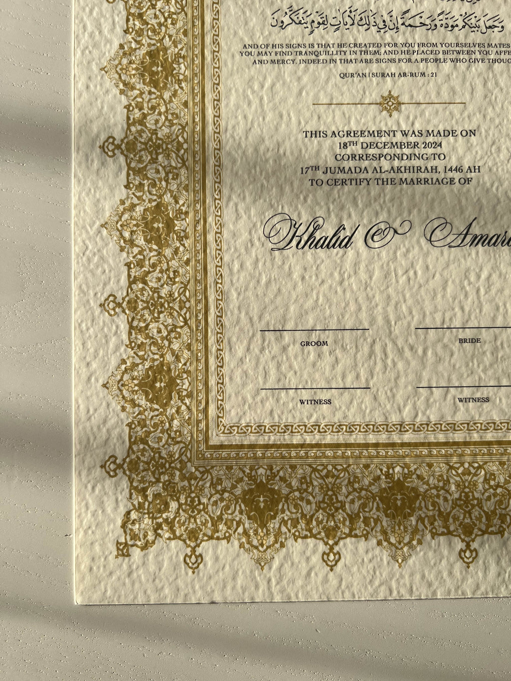 Nikah Certificate - Treasure of Shine + Pen