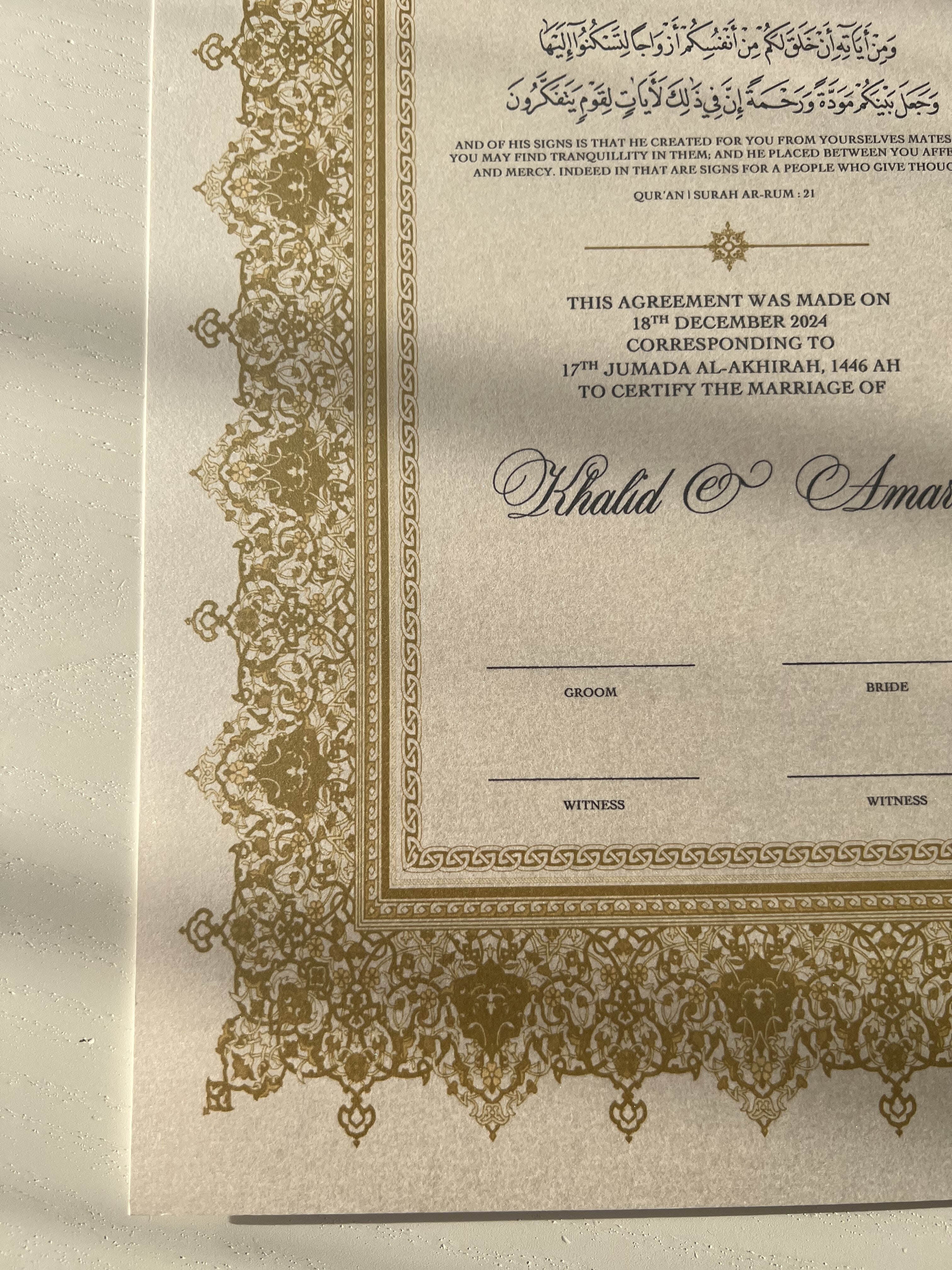Nikah Certificate - Treasure of Shine + Pen