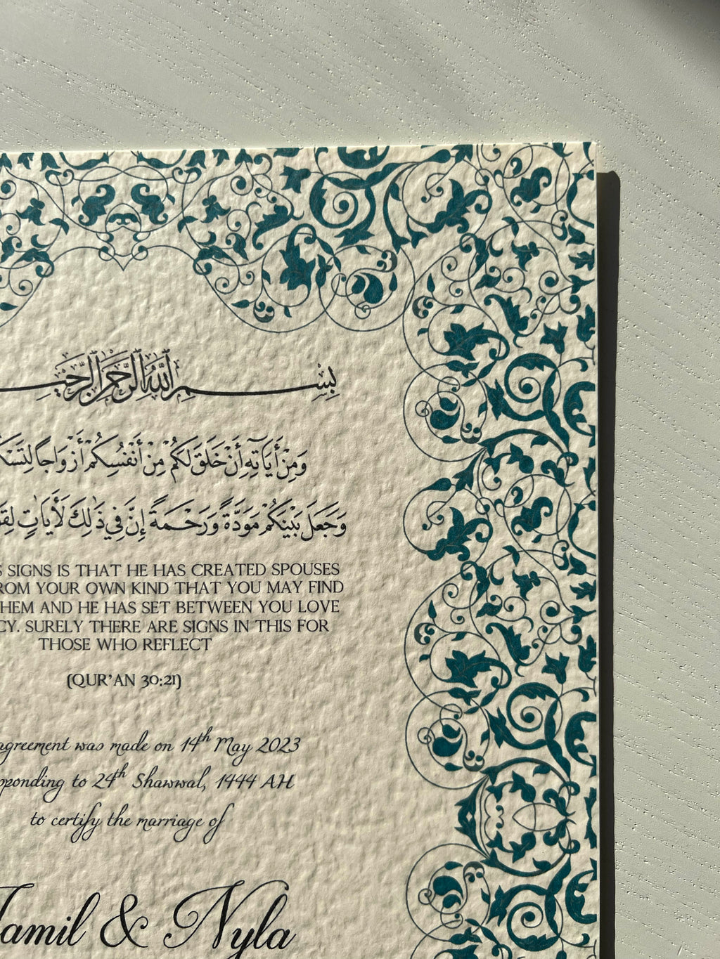 Nikah Certificate - Waves of Love