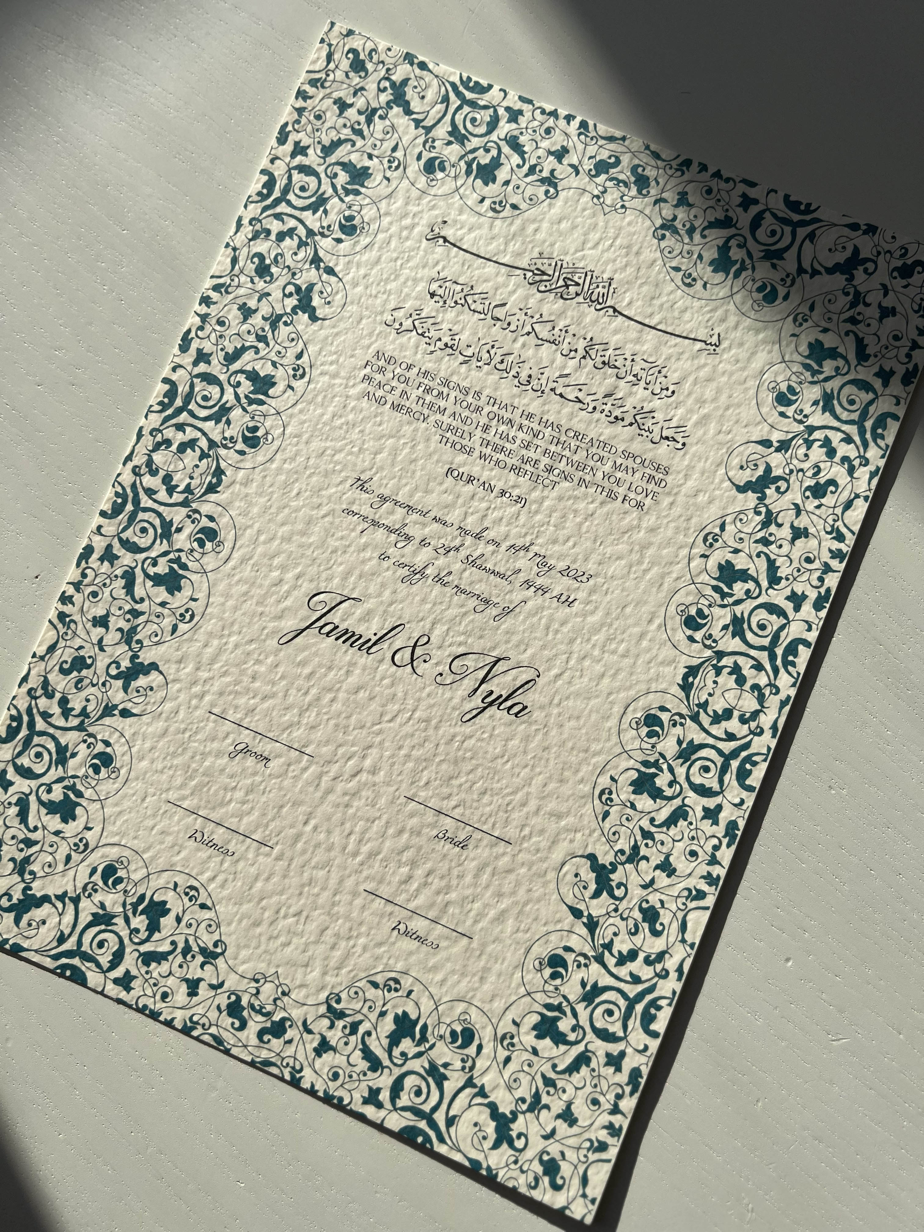 Nikah Certificate - Waves of Love