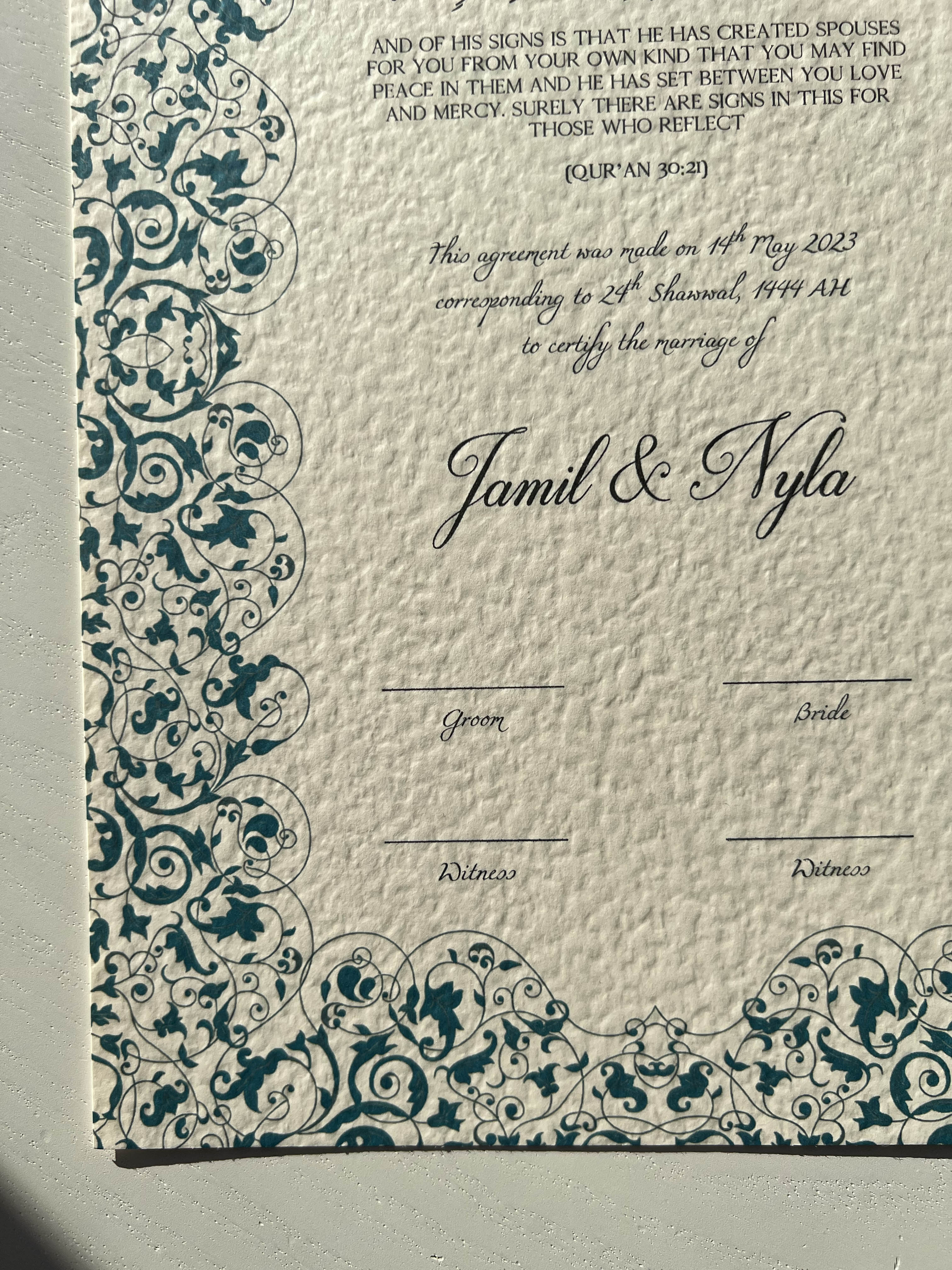 Nikah Certificate - Waves of Love
