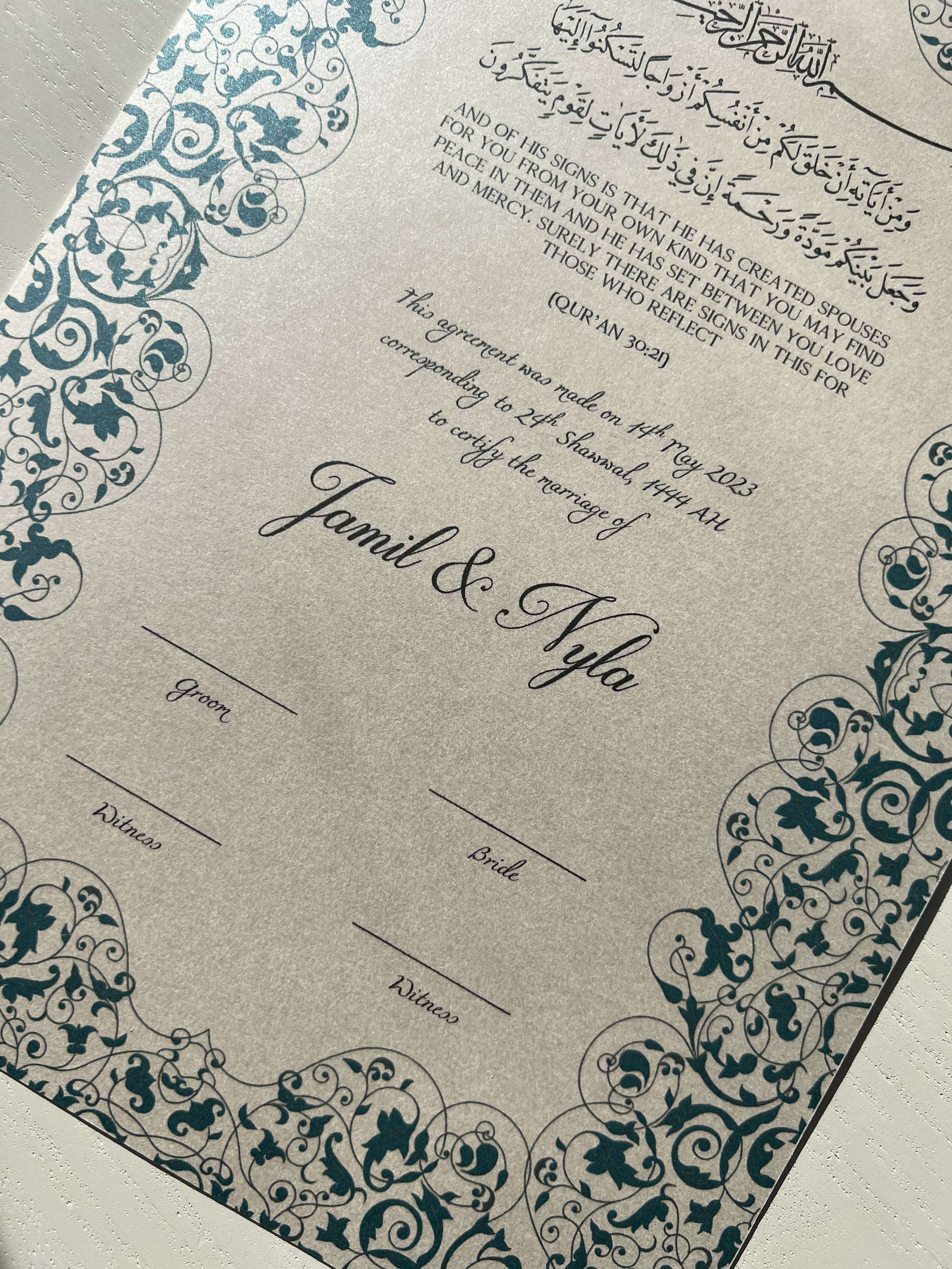 Nikah Certificate - Waves of Love