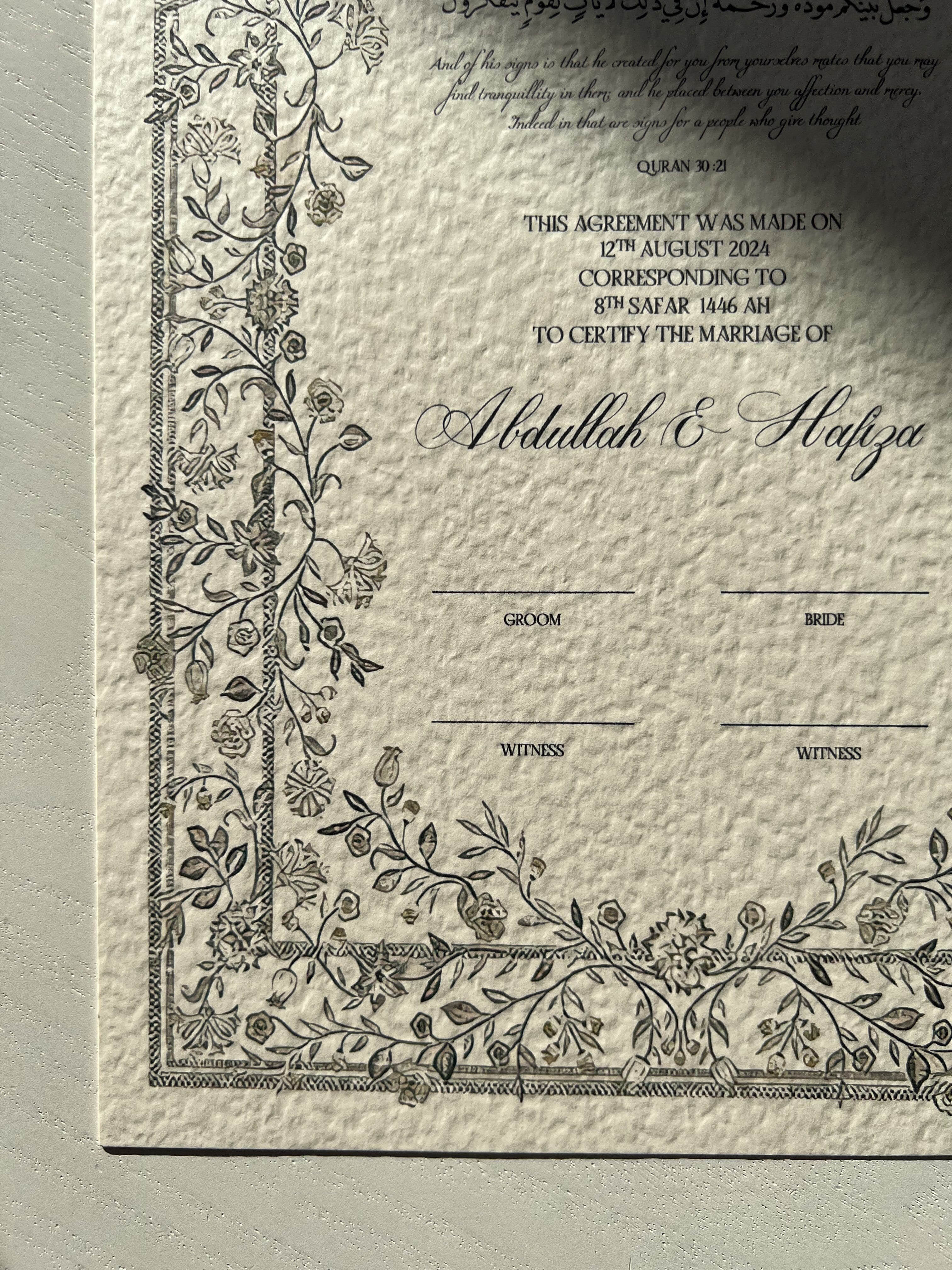 Nikah Certificate - Eternal Love