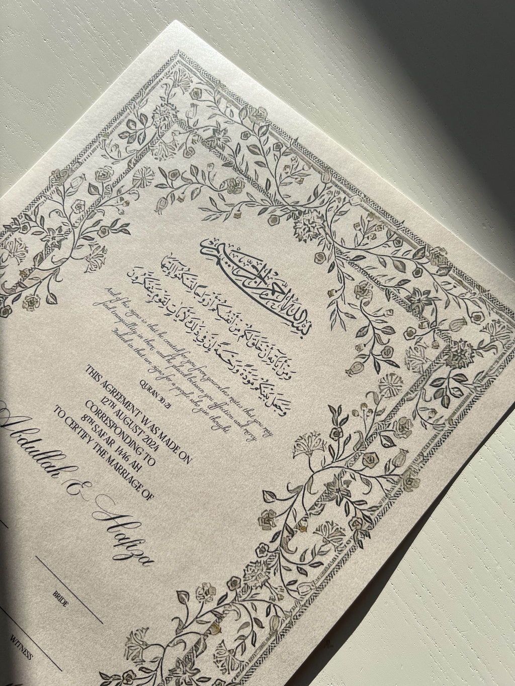 Nikah Certificate - Eternal Love