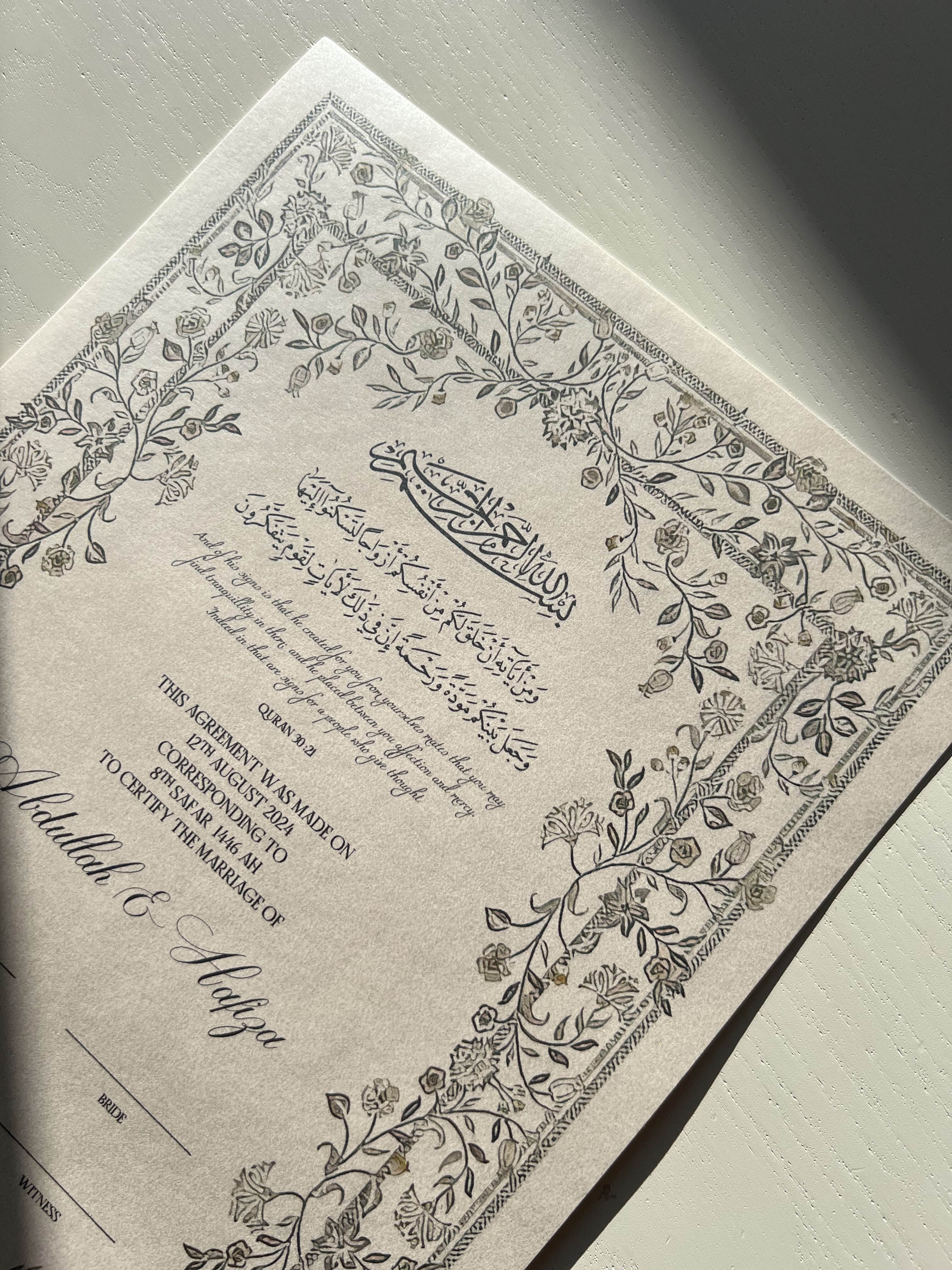 Nikah Certificate - Eternal Love