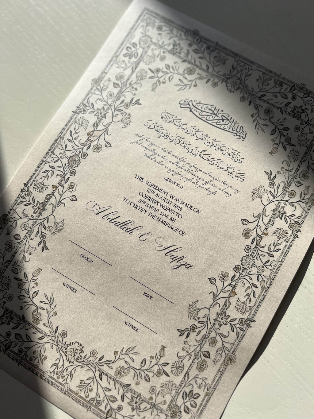 Nikah Certificate - Eternal Love