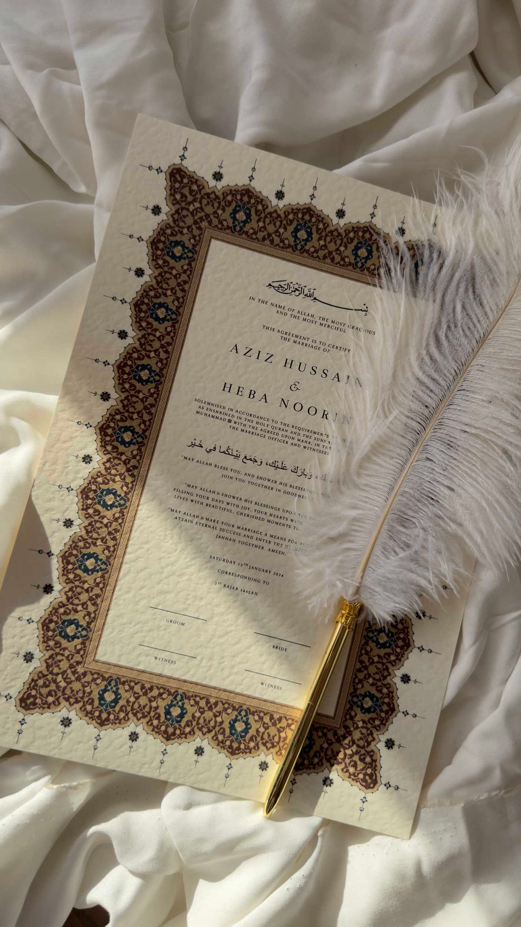 Bundle: Nikah Certificate - Crimson Promise + Frame + Pen