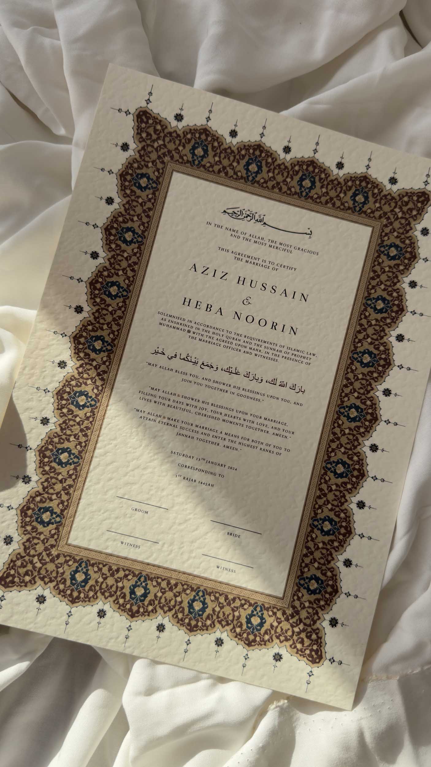 Bundle: Nikah Certificate - Crimson Promise + Frame + Pen