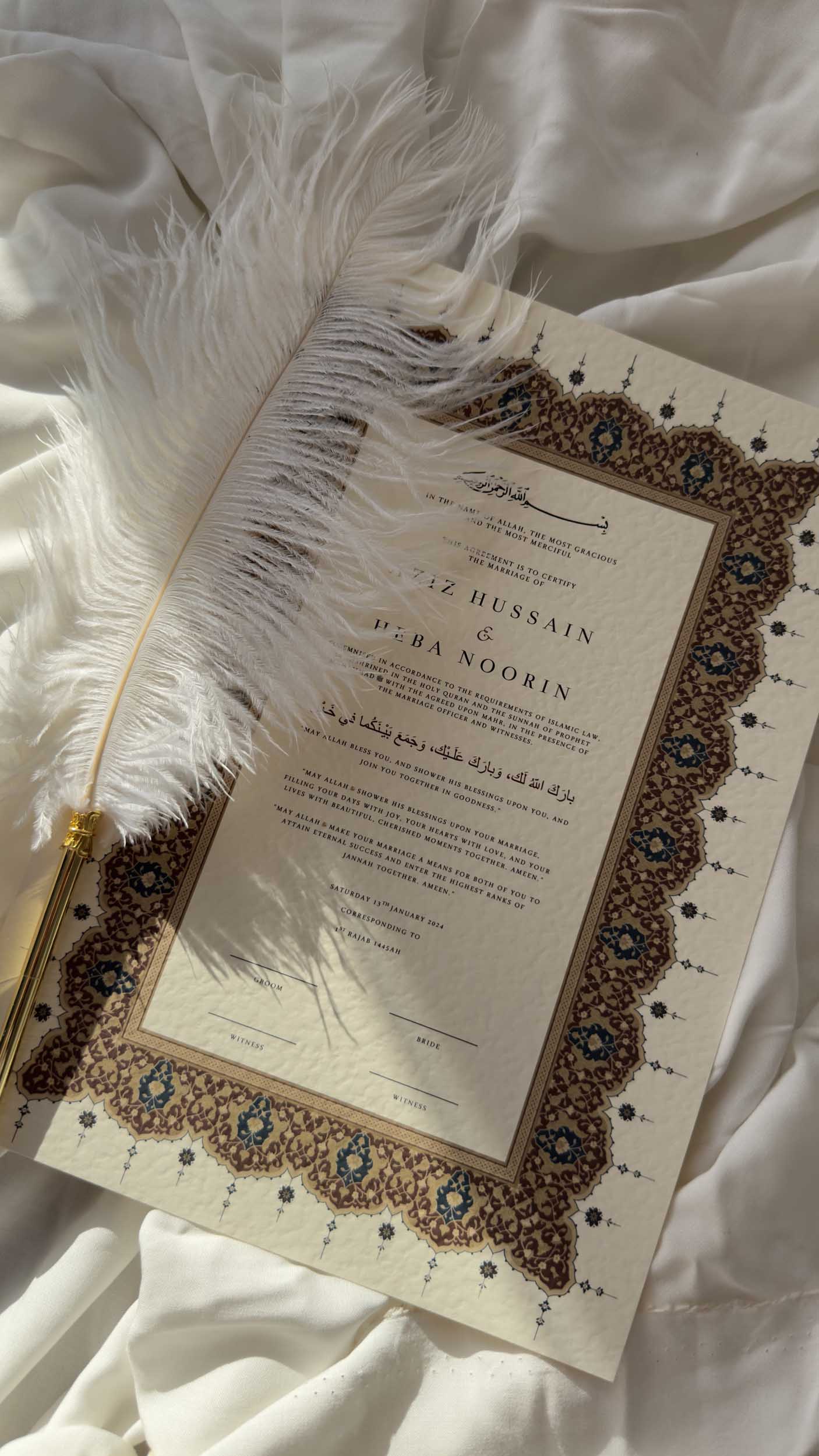 Bundle: Nikah Certificate - Crimson Promise + Frame + Pen