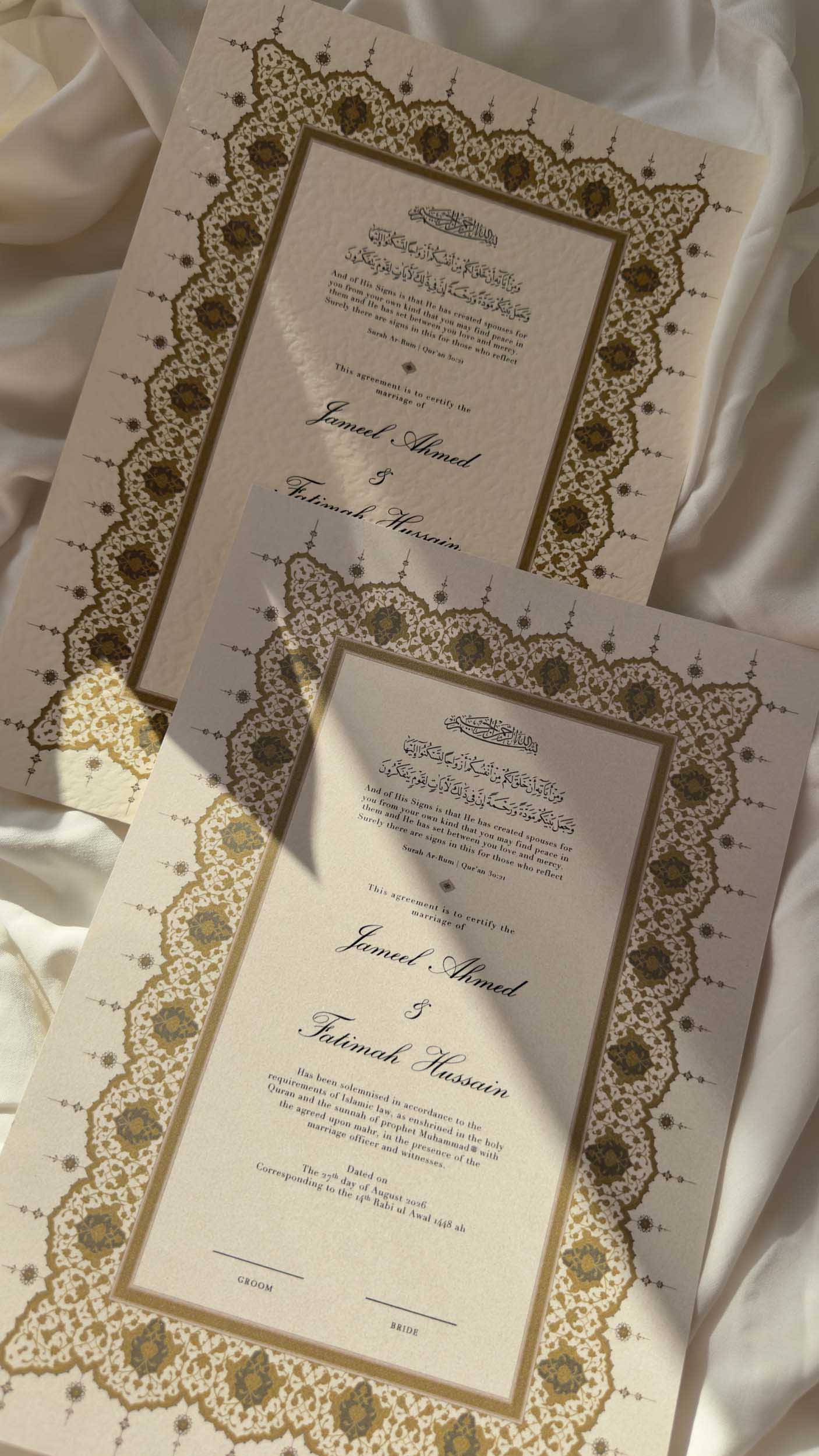 Nikah Certificate - Luminous Hearts + Pen