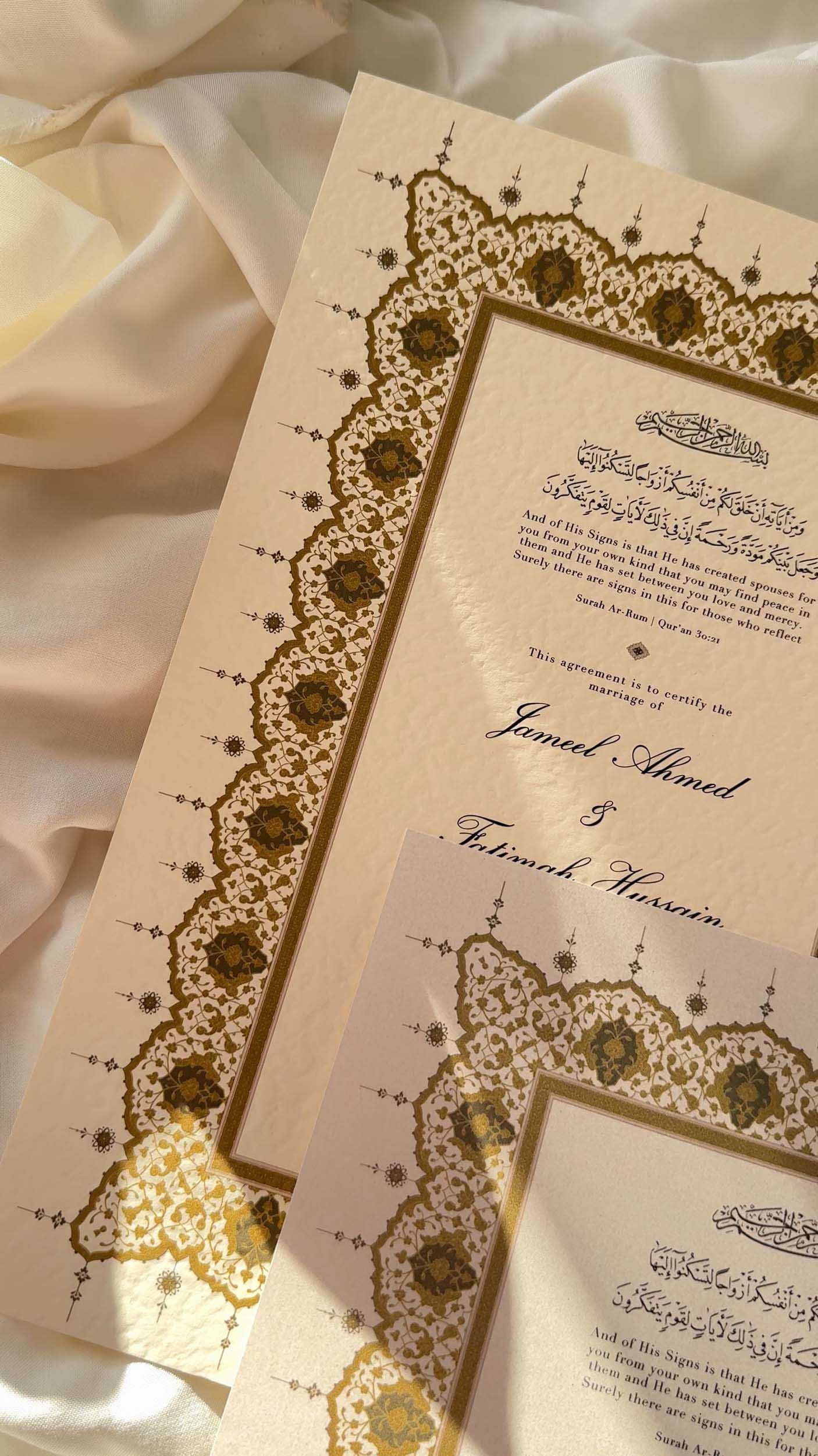 Nikah Certificate - Luminous Hearts + Pen