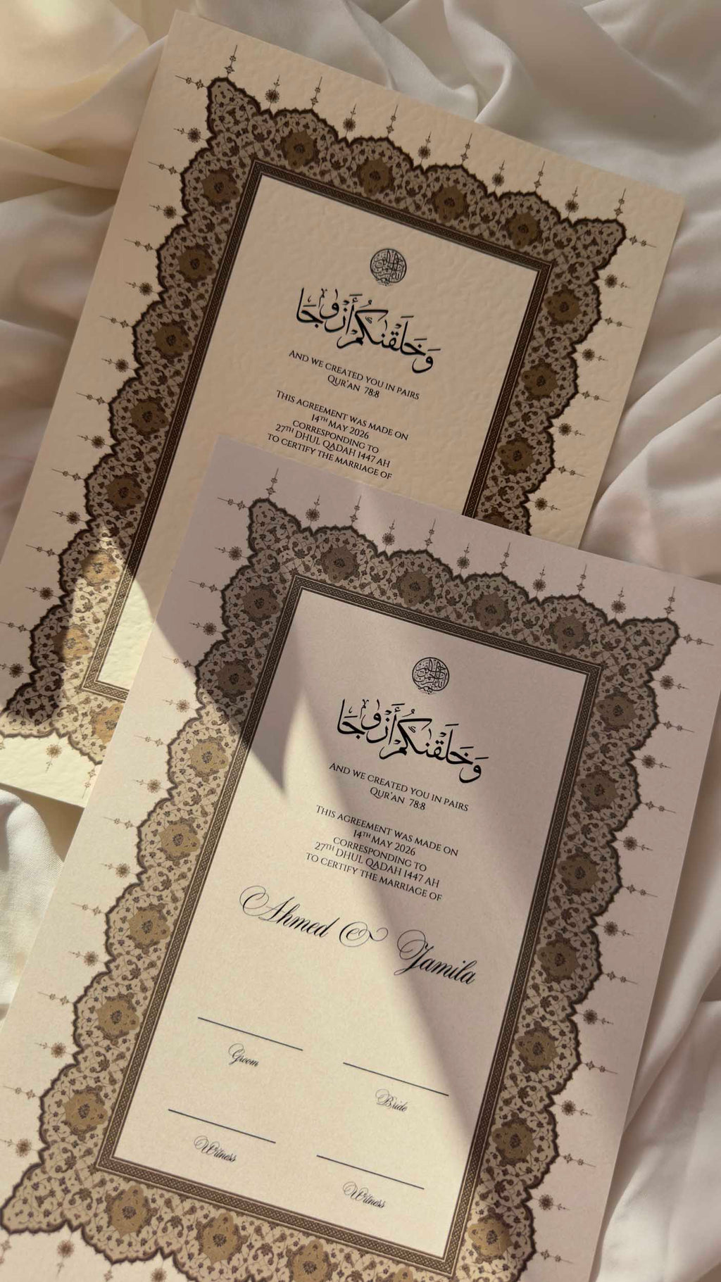 Bundle: Nikah Certificate - Amber Affection + Frame + Pen