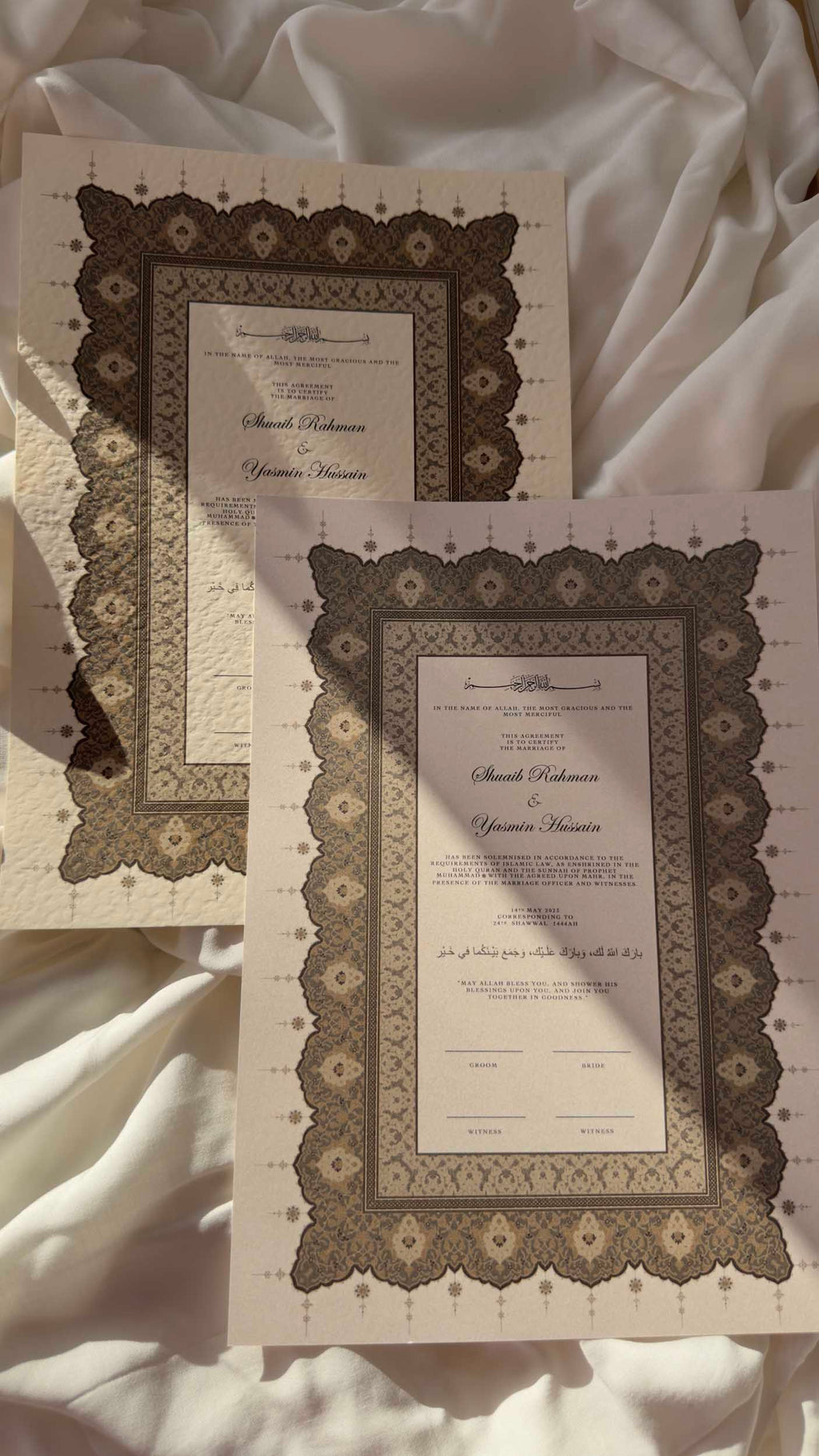 Bundle: Nikah Certificate - Ember Hearts + Frame + Pen