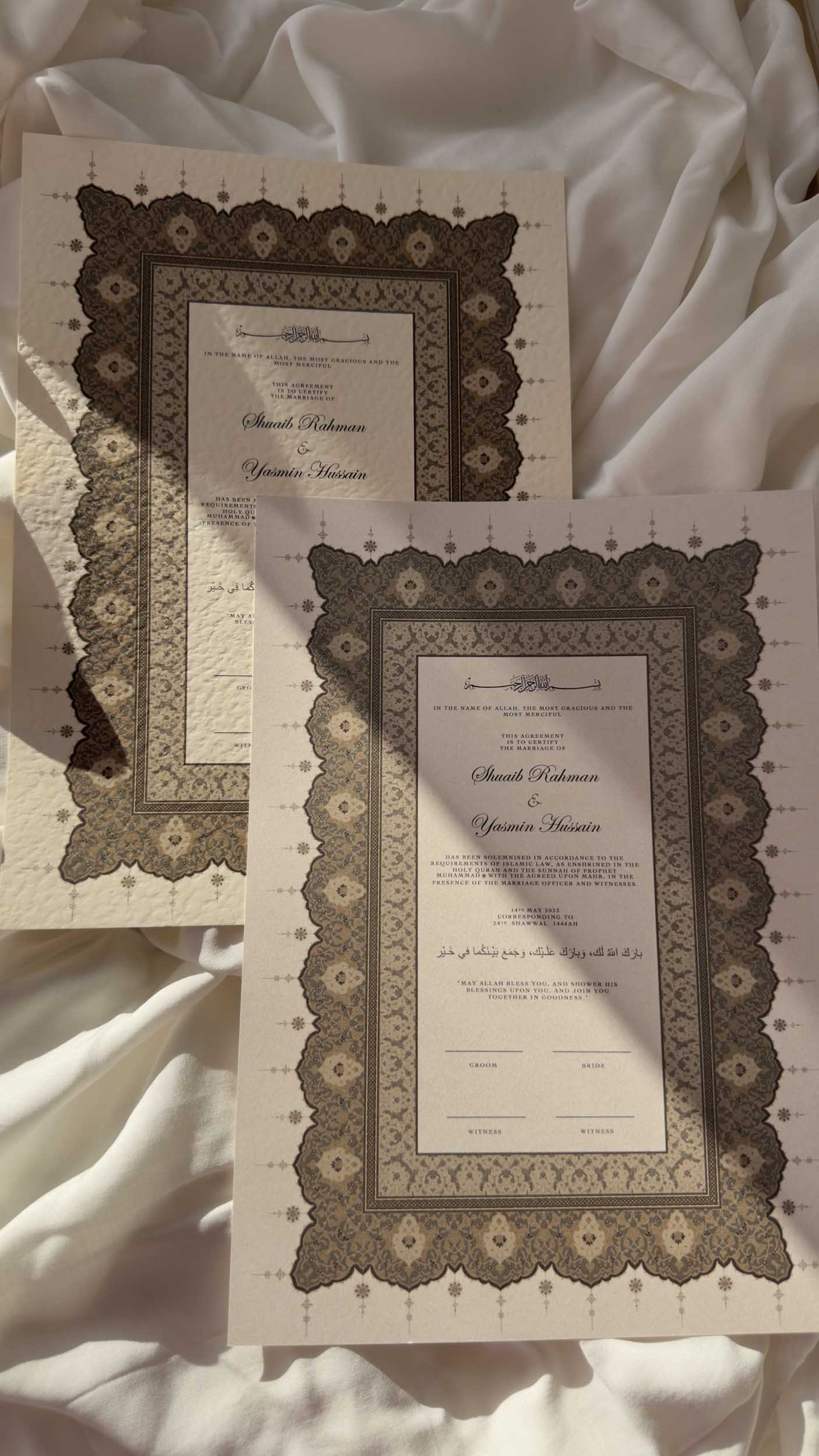 Bundle: Nikah Certificate - Ember Hearts + Frame + Pen