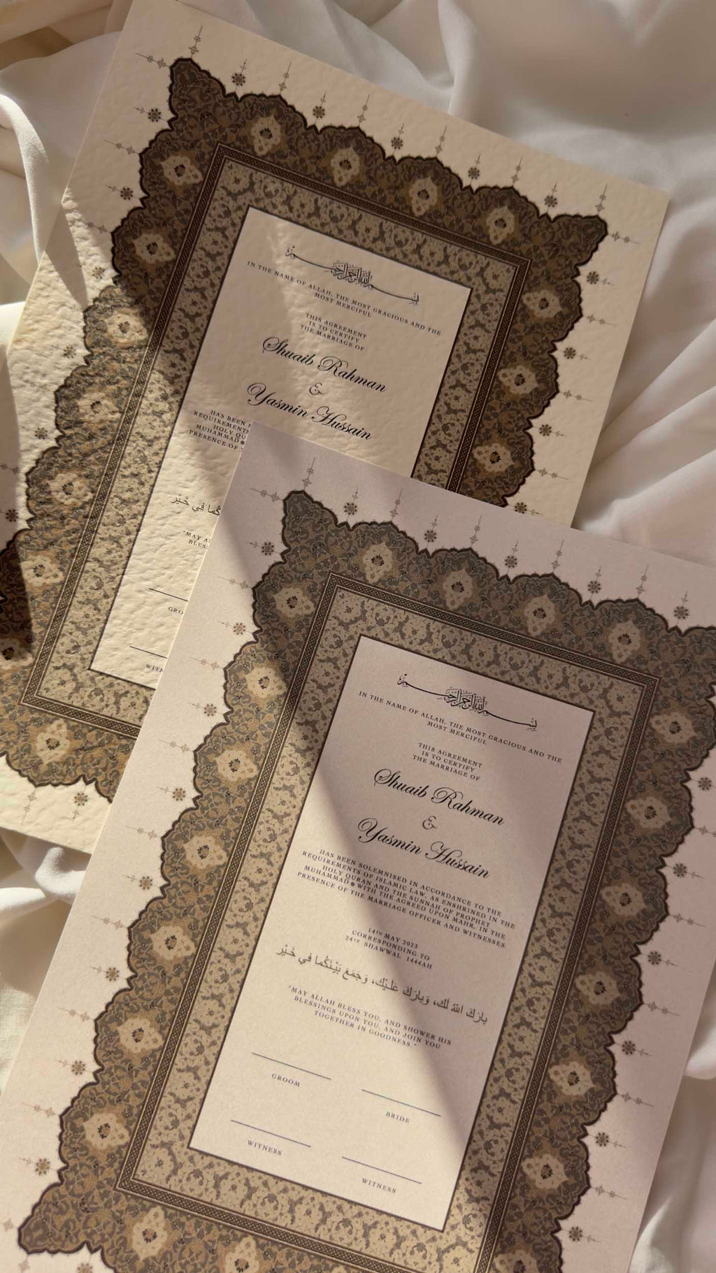 Bundle: Nikah Certificate - Ember Hearts + Frame + Pen