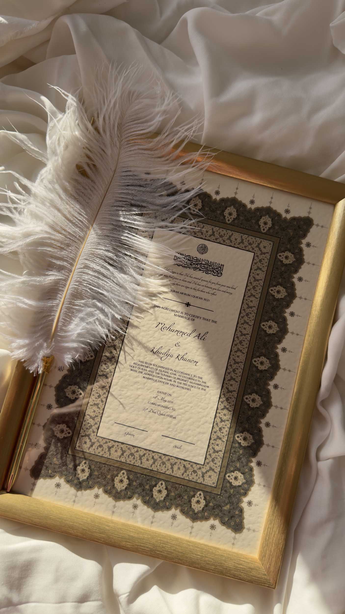 Bundle: Nikah Certificate - Essence of Us + Frame + Pen