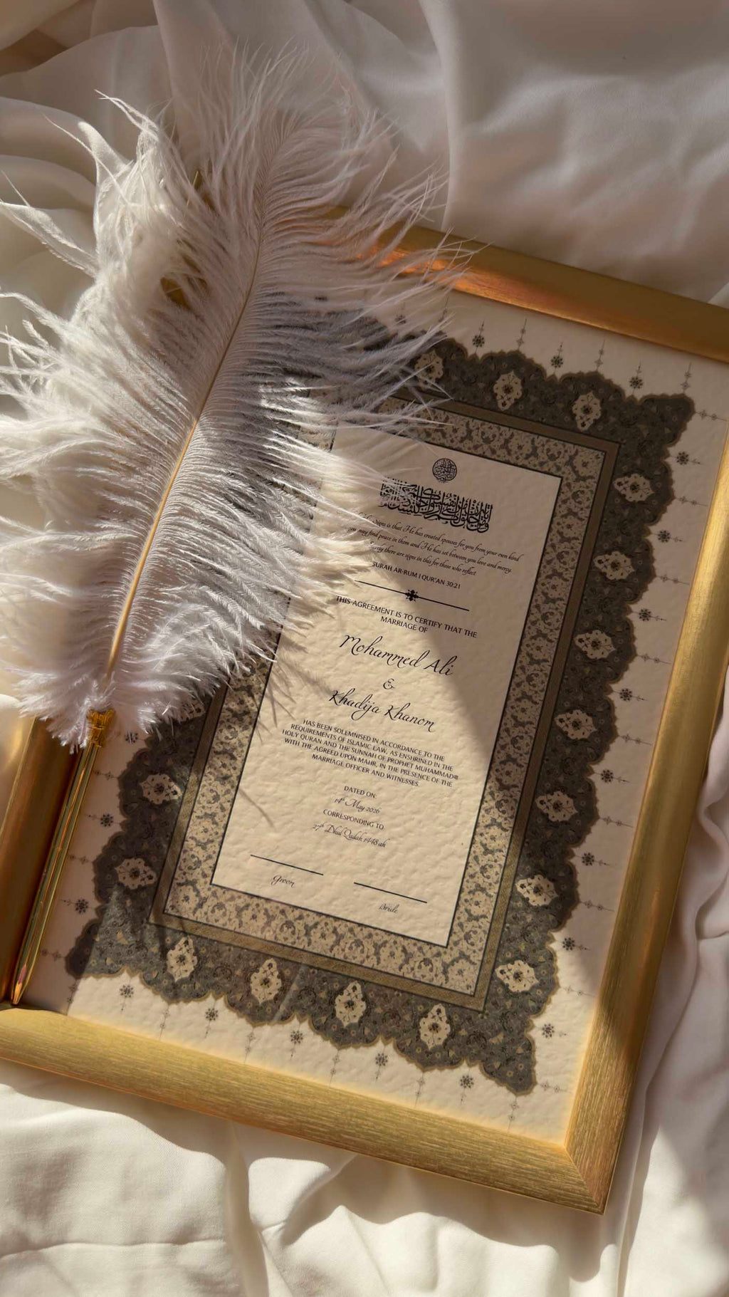 Bundle: Nikah Certificate - Essence of Us + Frame + Pen