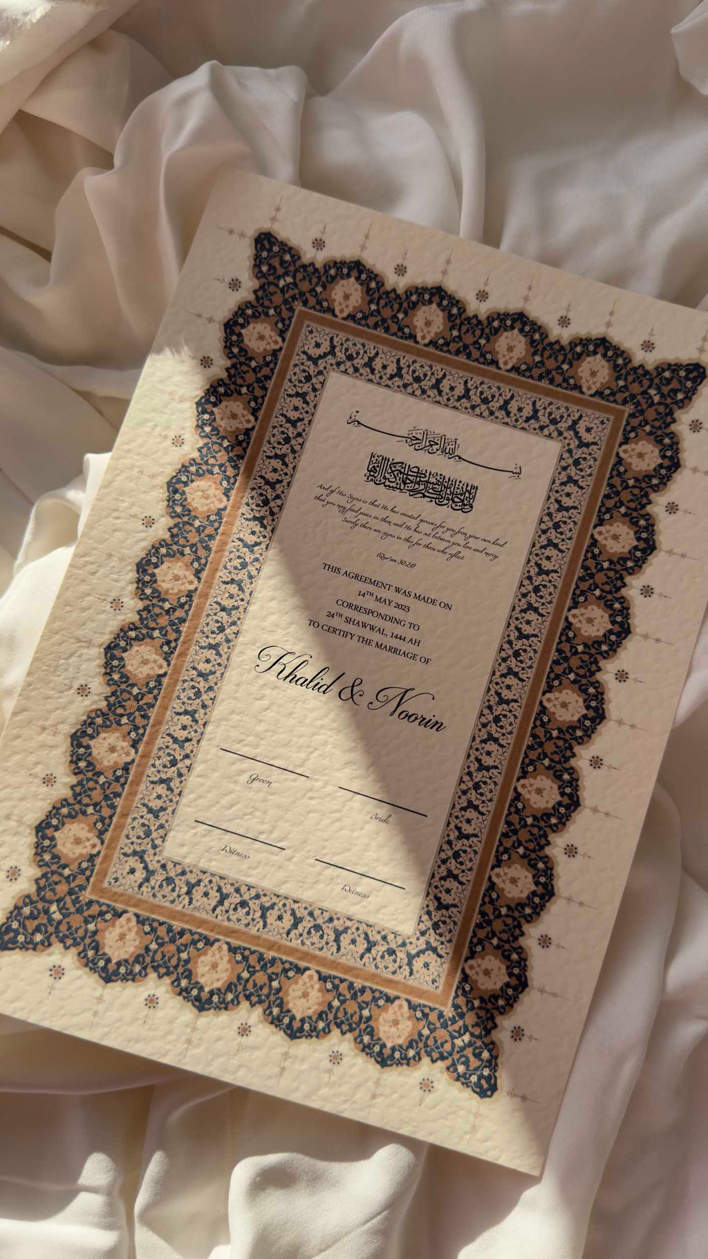 Nikah Certificate - Blue Dawn + Pen
