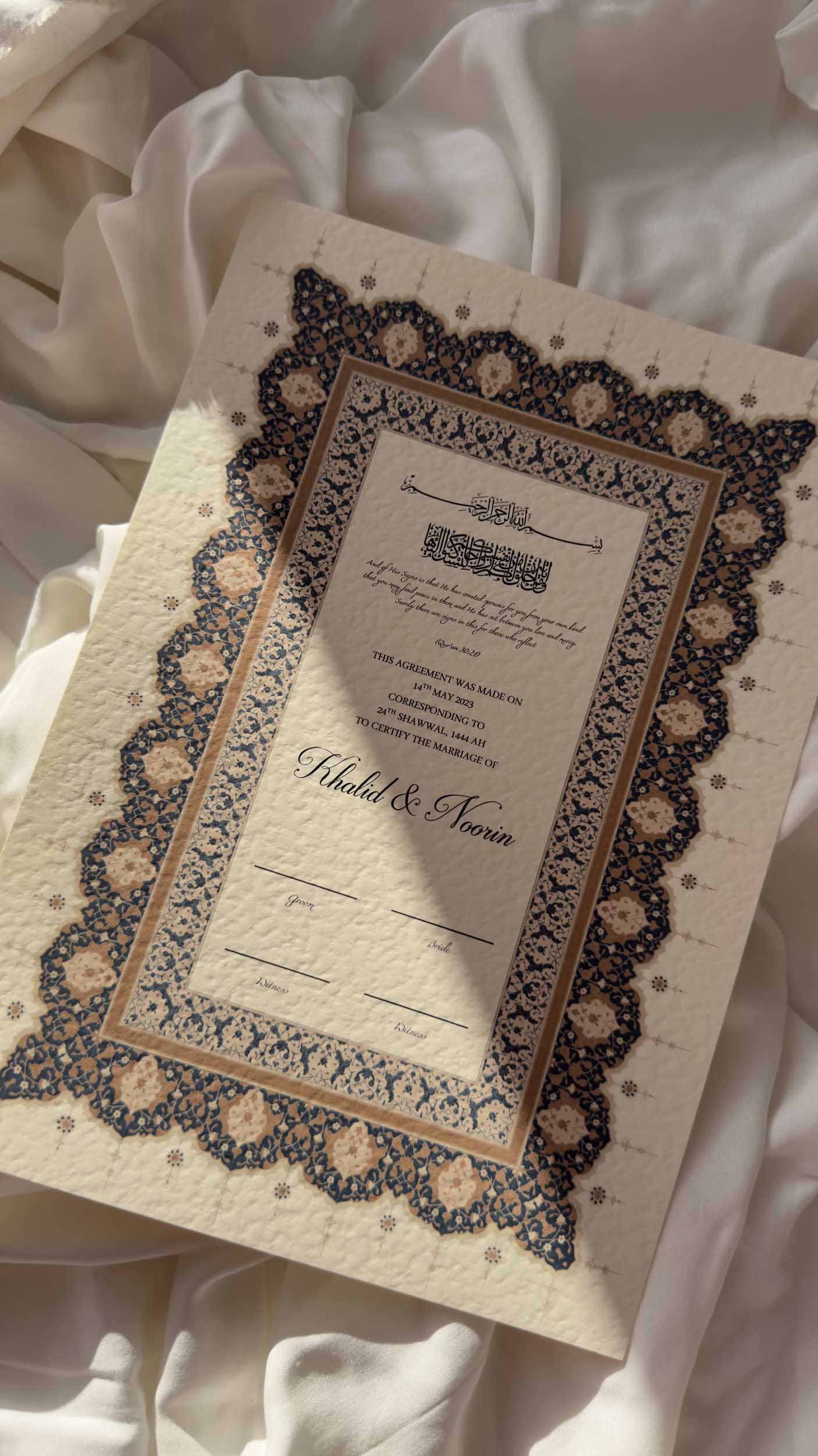 Nikah Certificate - Blue Dawn
