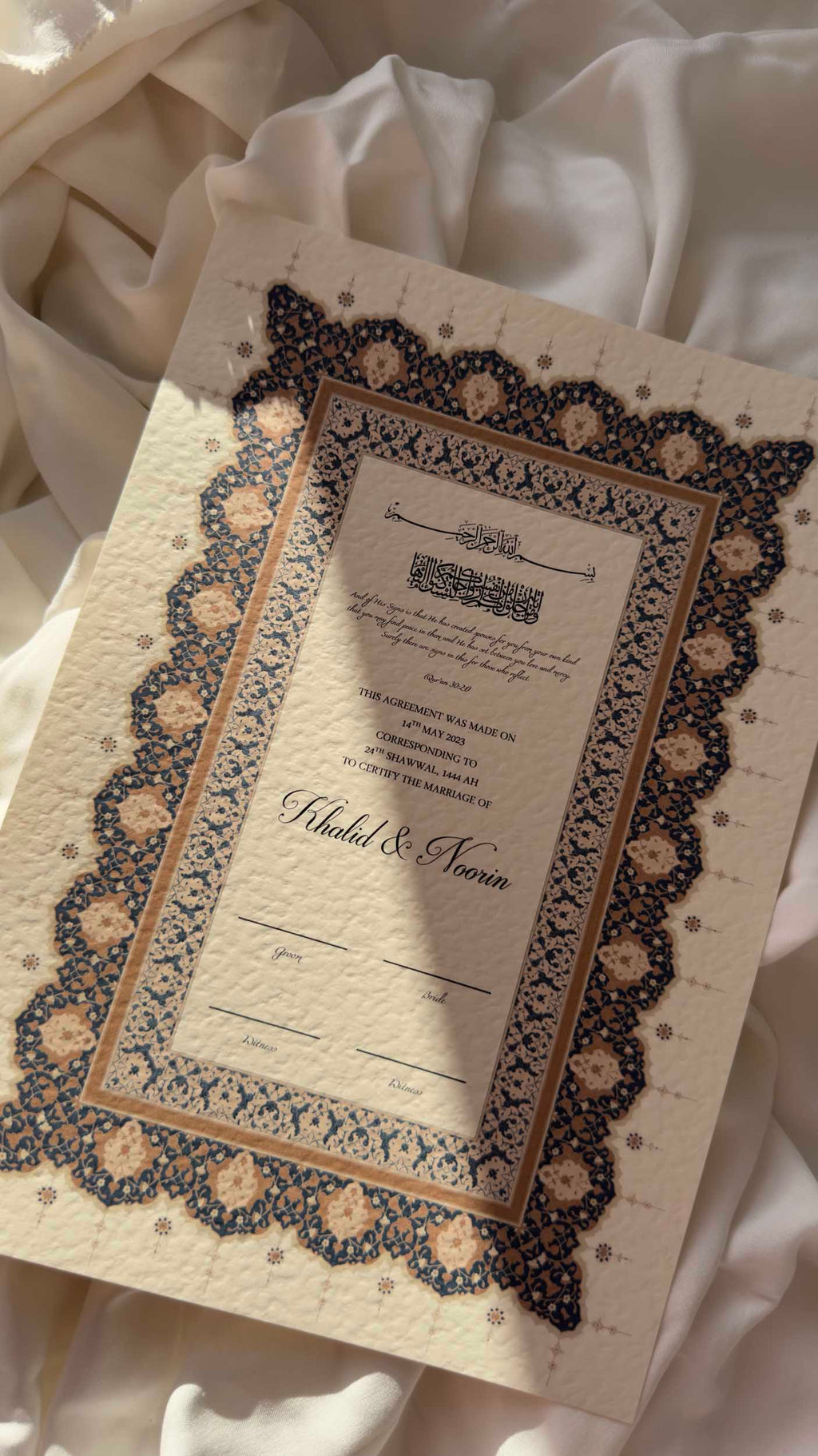 Nikah Certificate - Blue Dawn + Pen