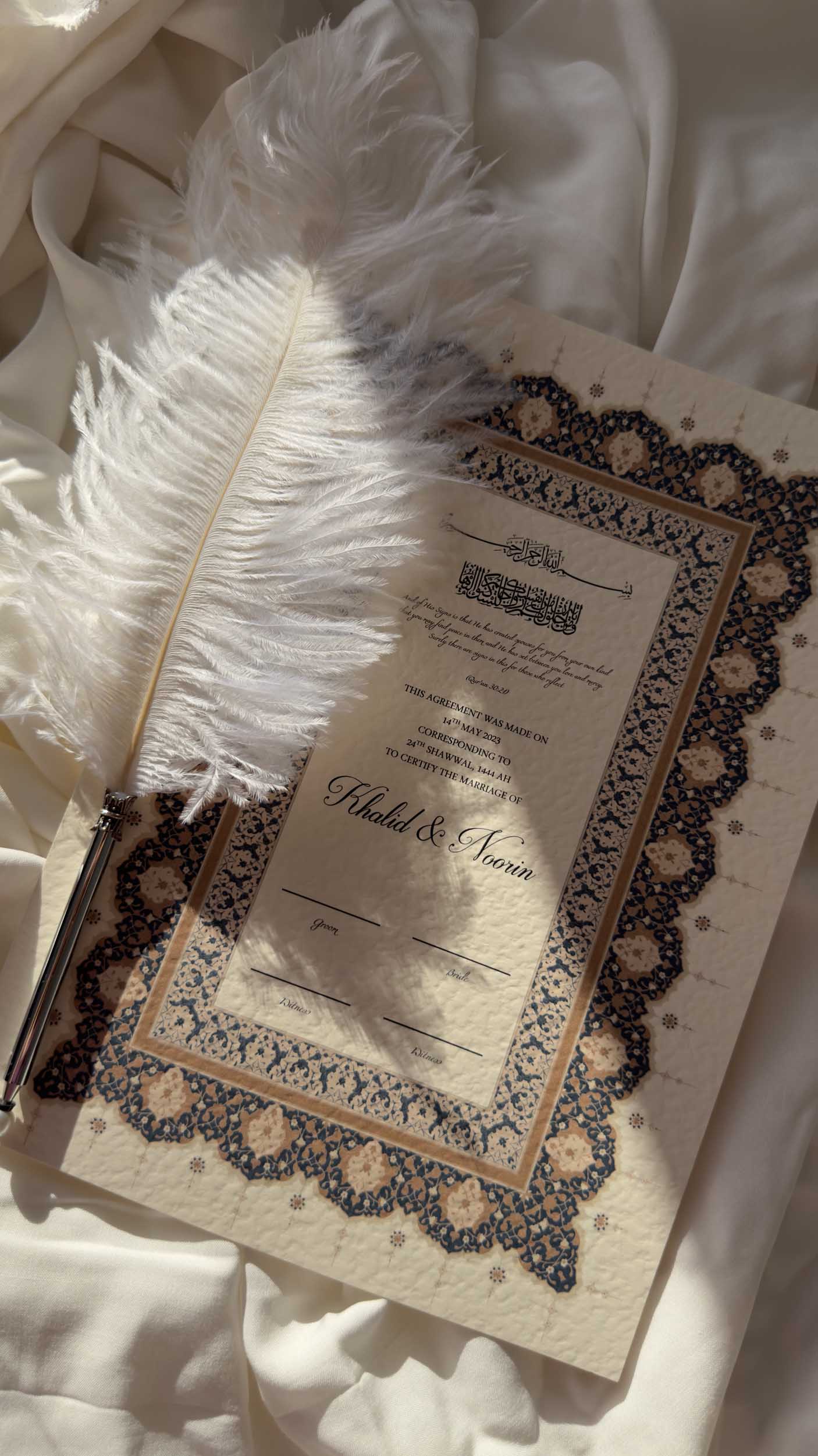 Nikah Certificate - Blue Dawn + Pen