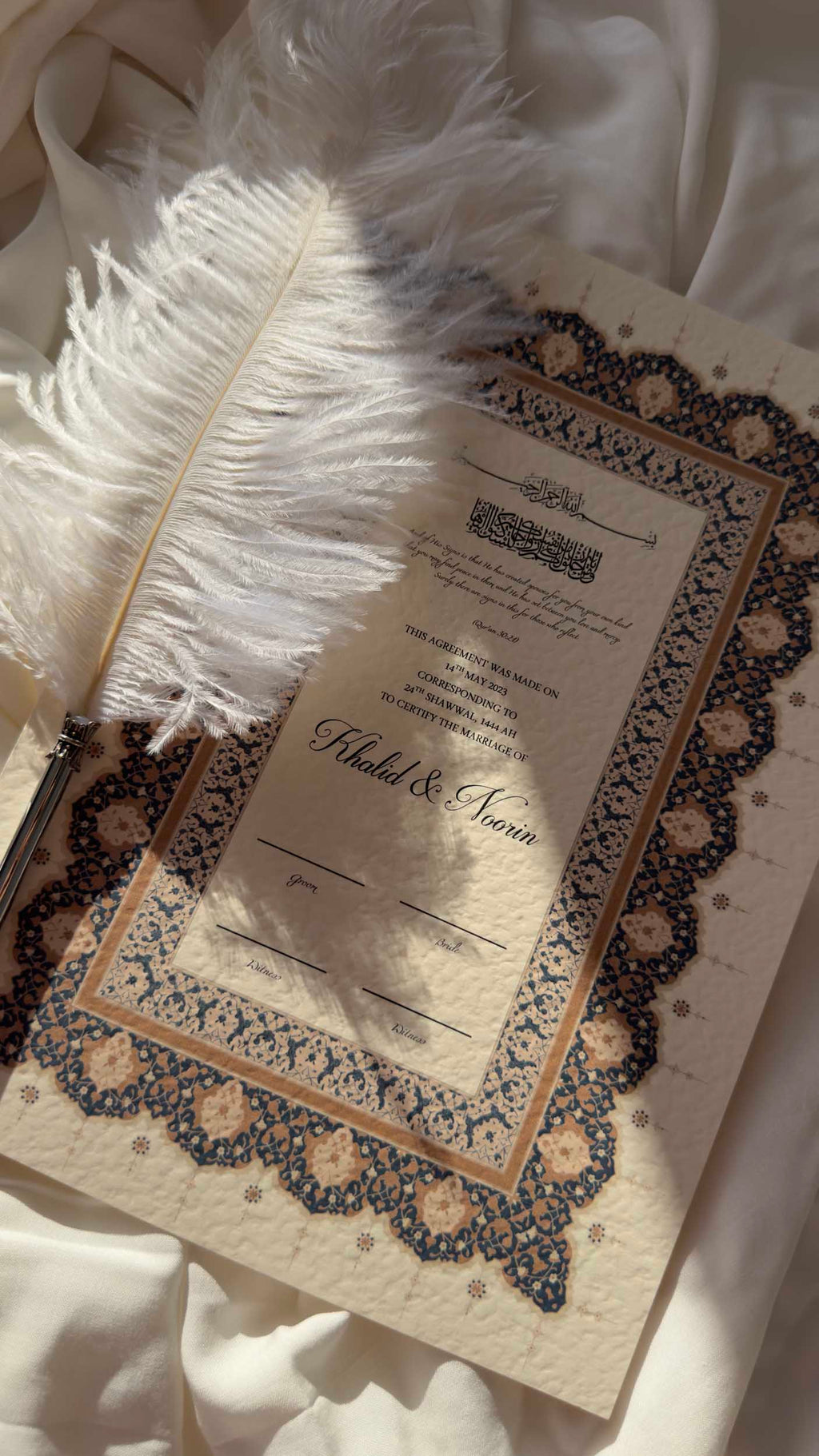 Nikah Certificate - Blue Dawn + Pen