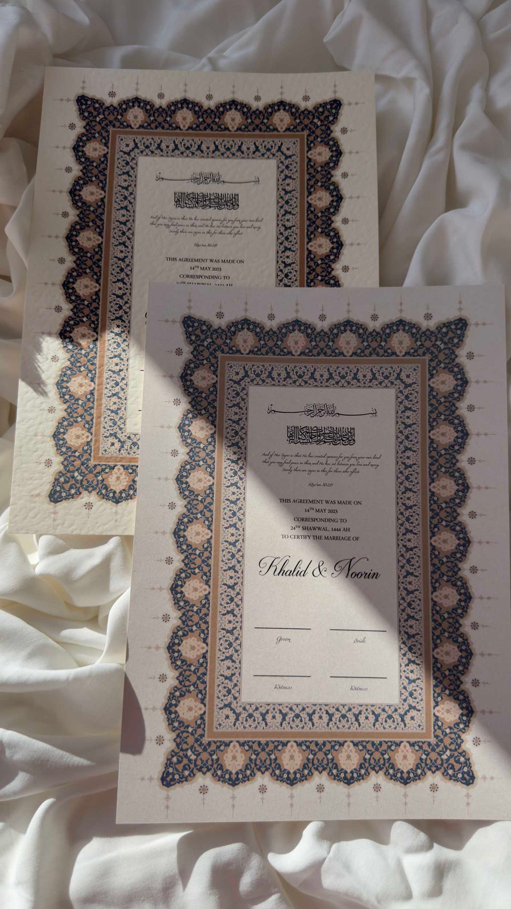 Nikah Certificate - Blue Dawn + Pen