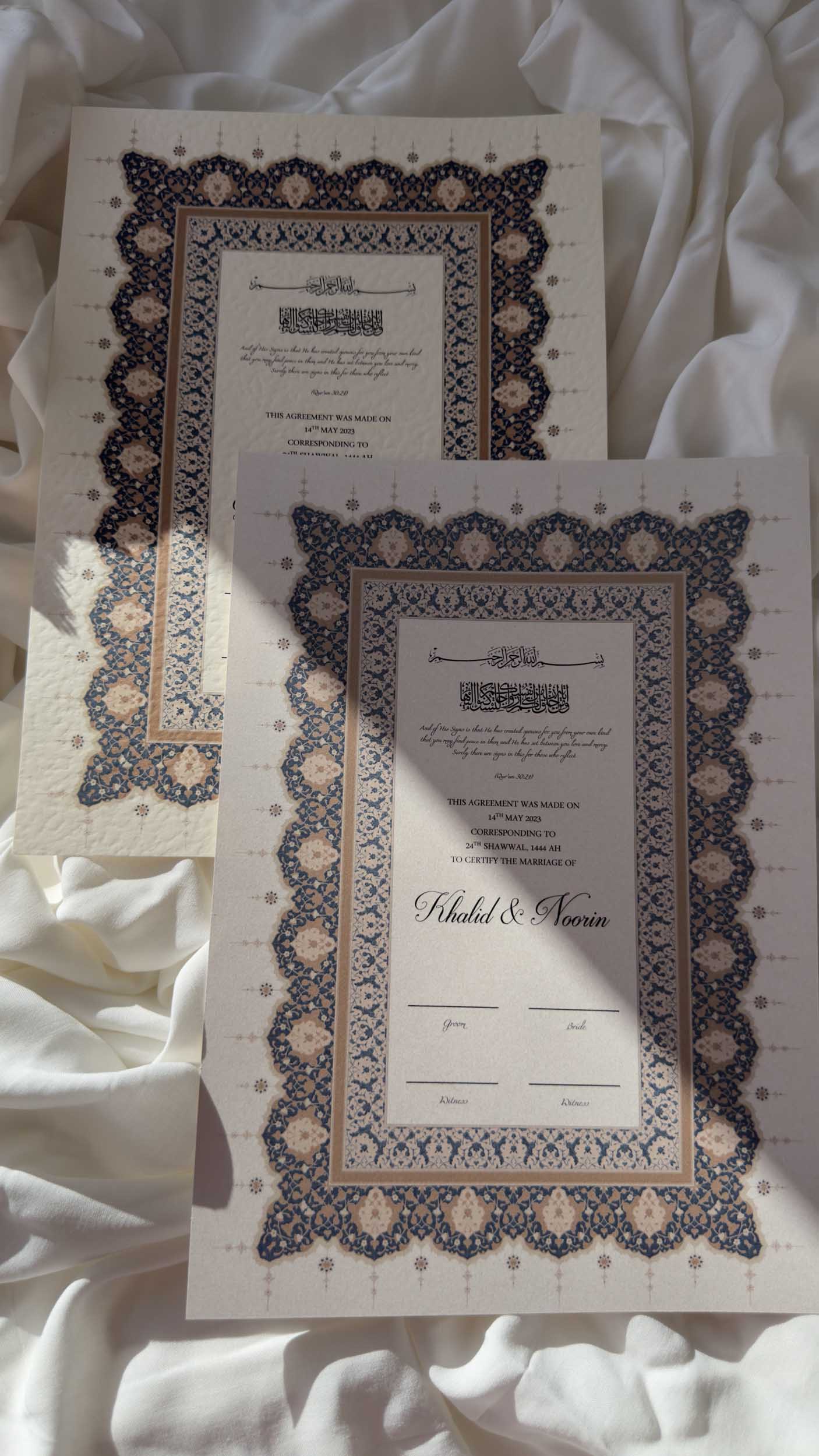 Nikah Certificate - Blue Dawn + Pen