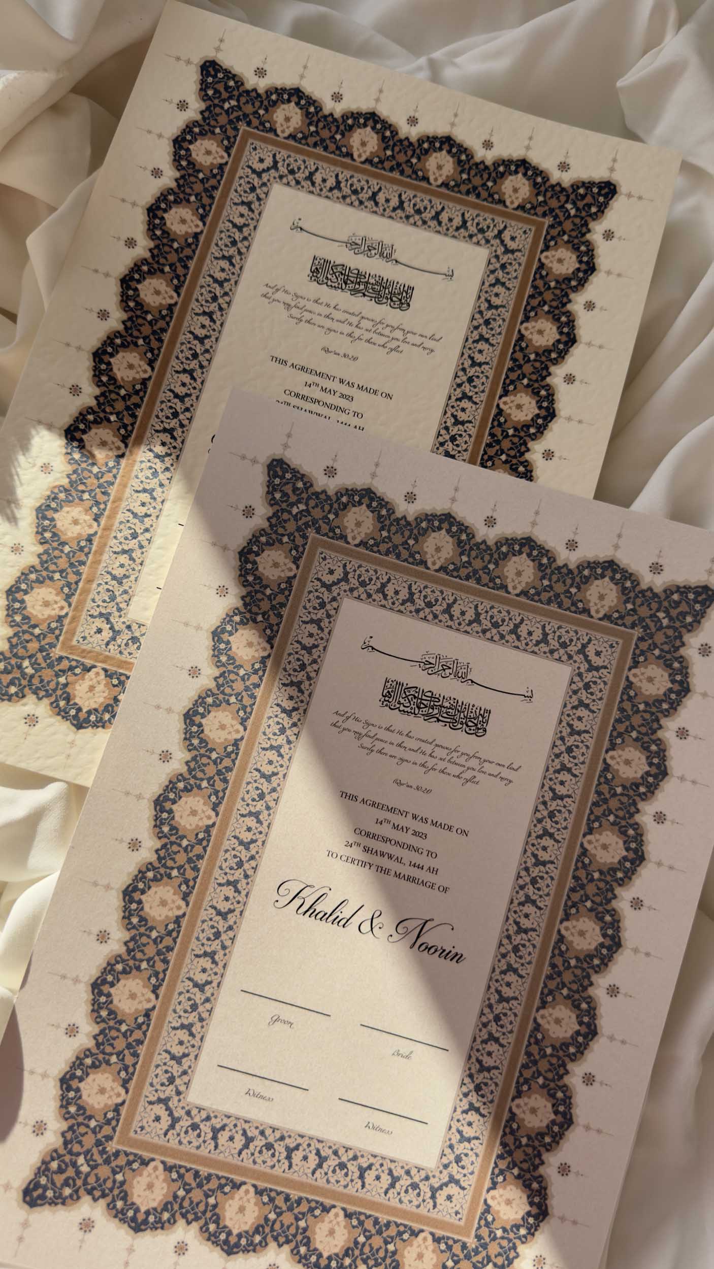 Nikah Certificate - Blue Dawn + Pen